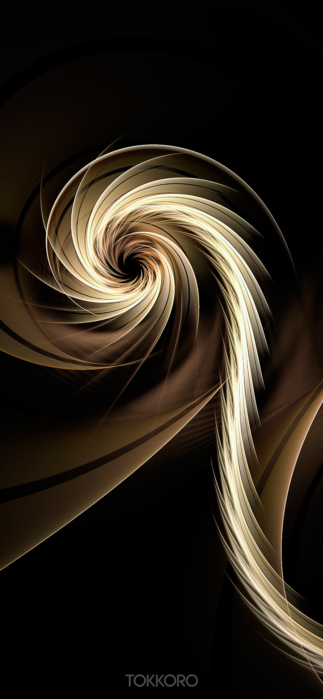 Abstract fractal swirl with golden and white light HD Phone Wallpaper