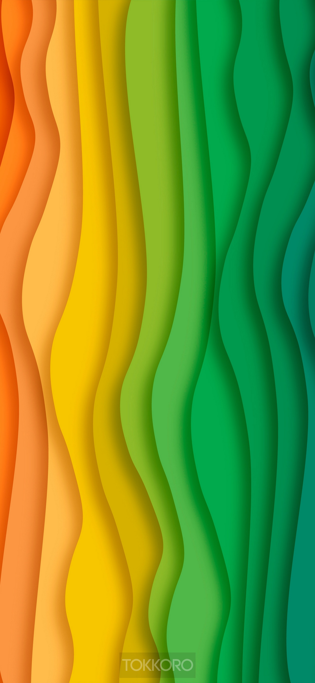 Abstract rainbow waves paper cut effect HD Phone Wallpaper