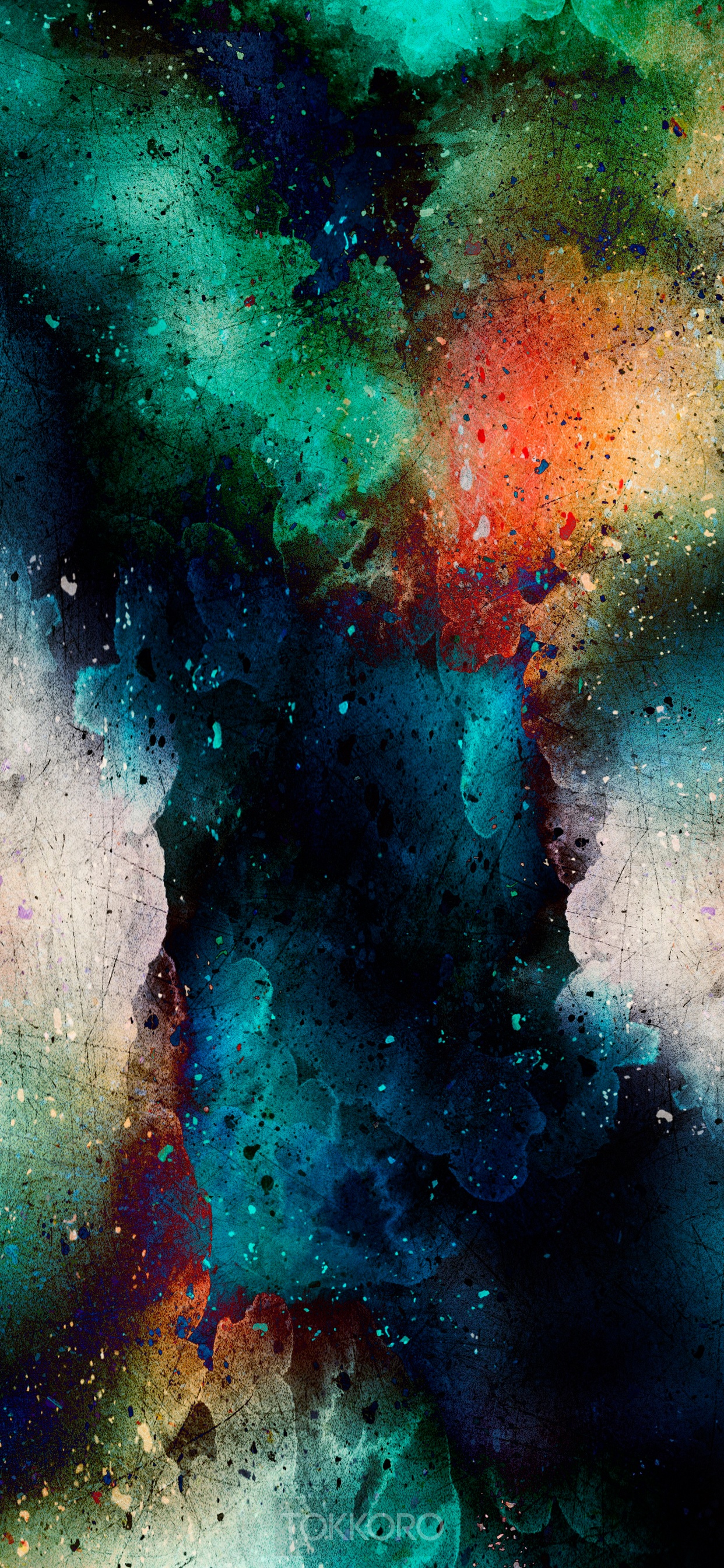 Abstract watercolor wash drawing with multicolor splashes HD Phone Wallpaper