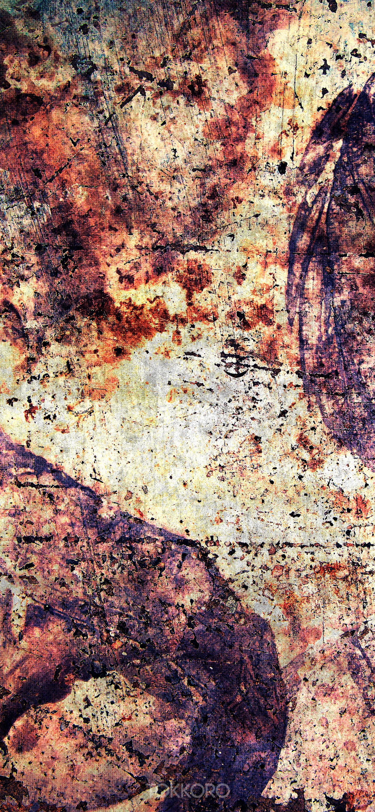 Grunge metal texture with abstract shapes HD Phone Wallpaper