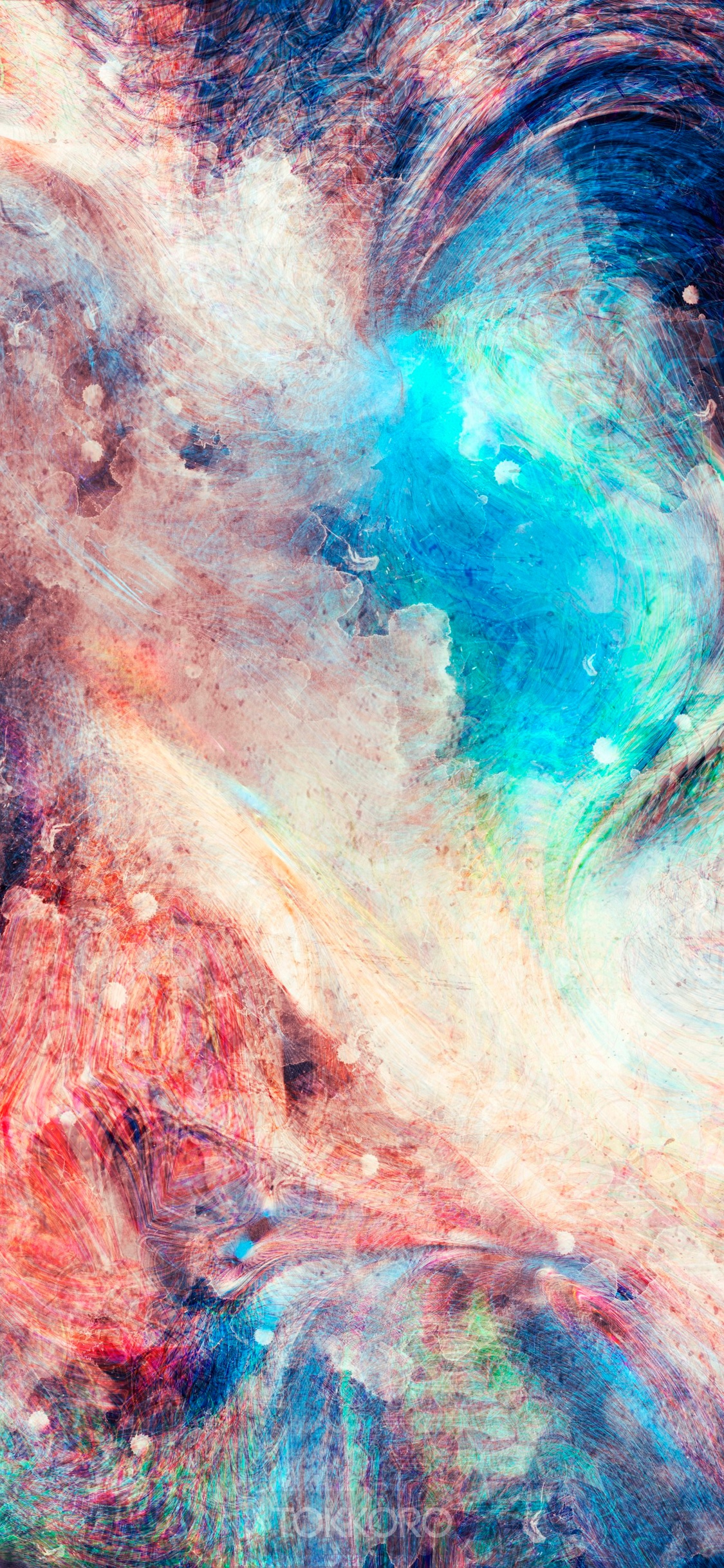 Abstract multicolor wash drawing with swirling patterns HD Phone Wallpaper