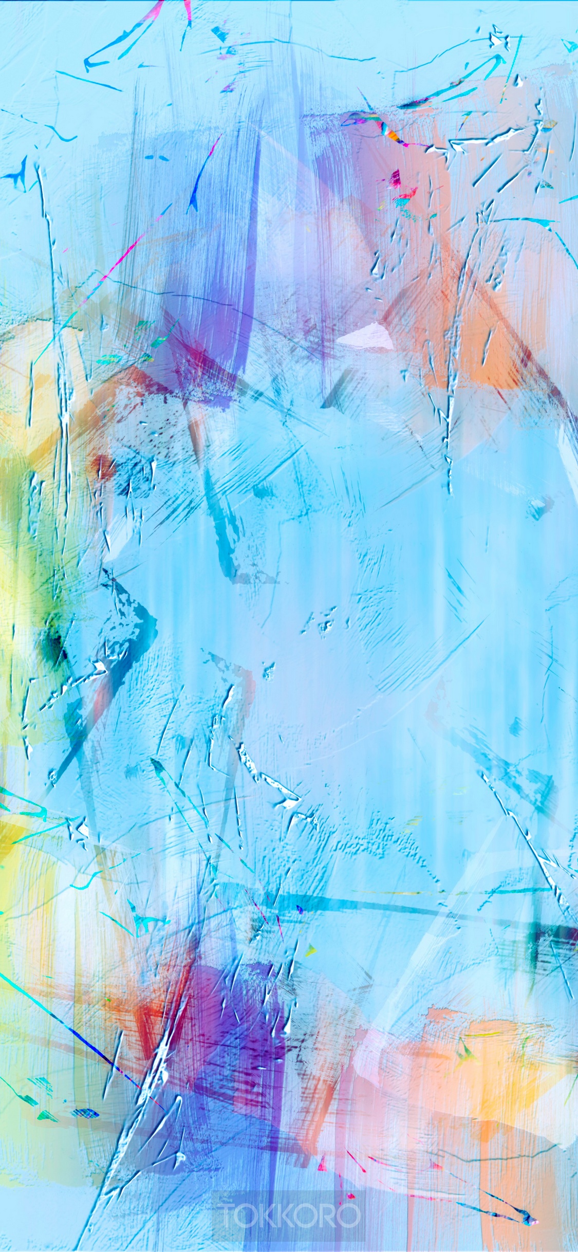 Abstract multicolor wash drawing with textured brushstrokes HD Phone Wallpaper