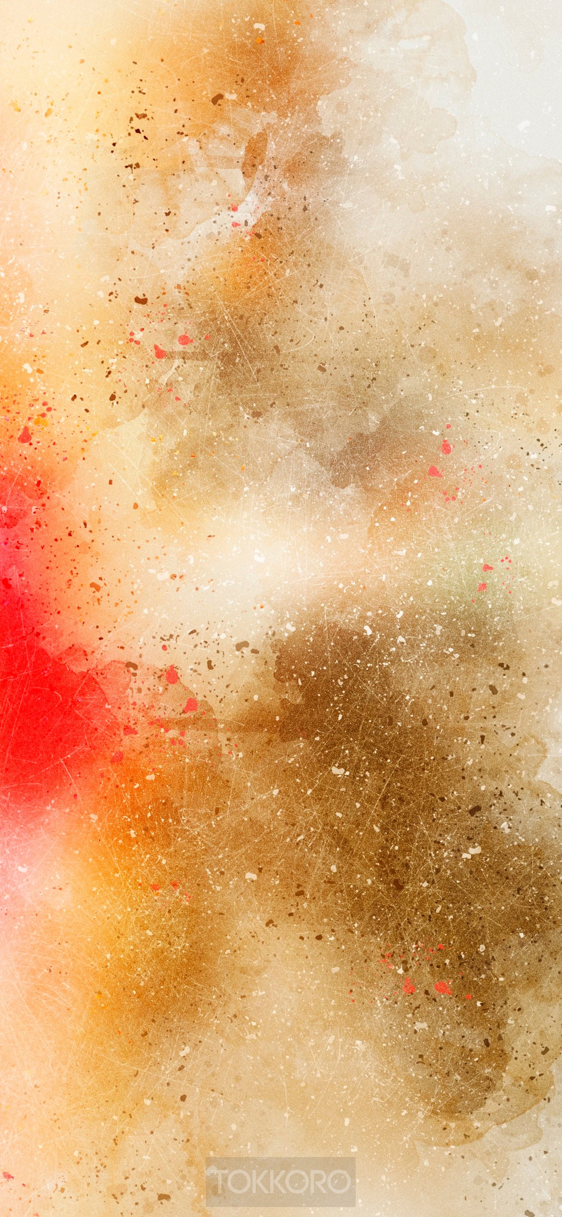 Abstract watercolor wash drawing with red and gold splashes HD Phone Wallpaper