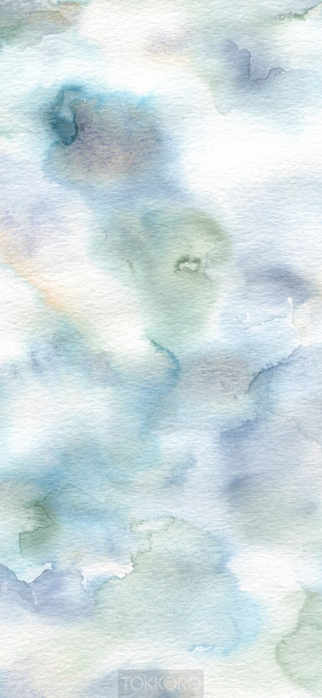 Watercolor wash drawing with blue and green hues HD Phone Wallpaper