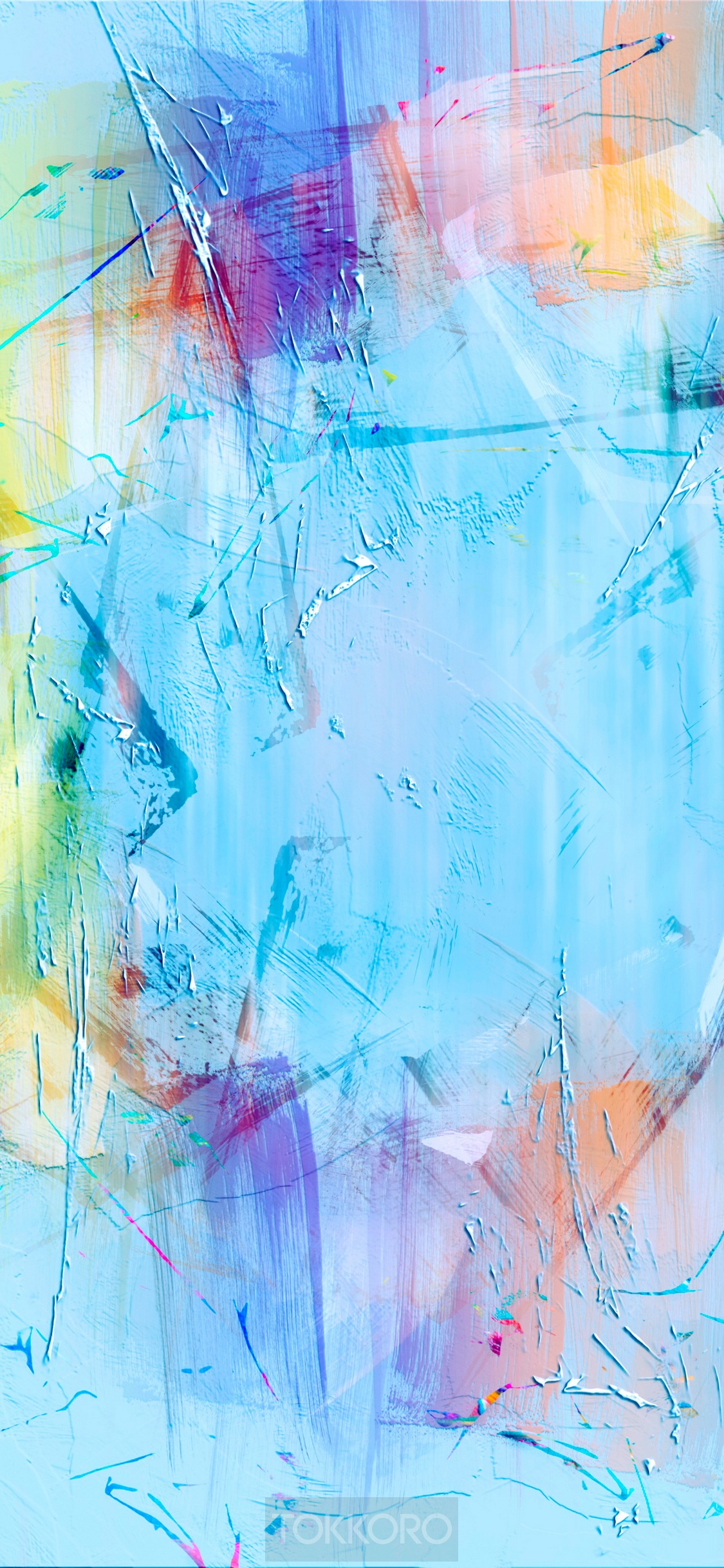 Abstract multicolor wash drawing with textured brushstrokes HD Phone Wallpaper