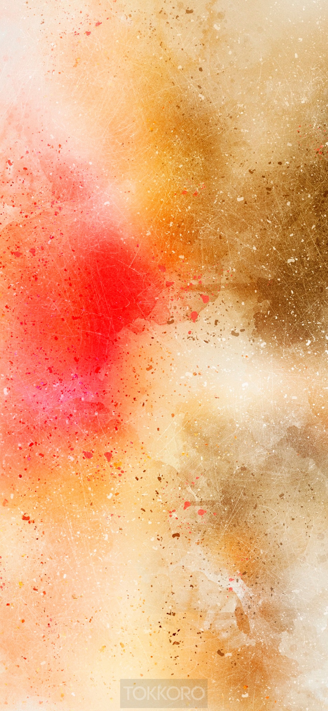 Abstract watercolor splash with red and gold tones HD Phone Wallpaper