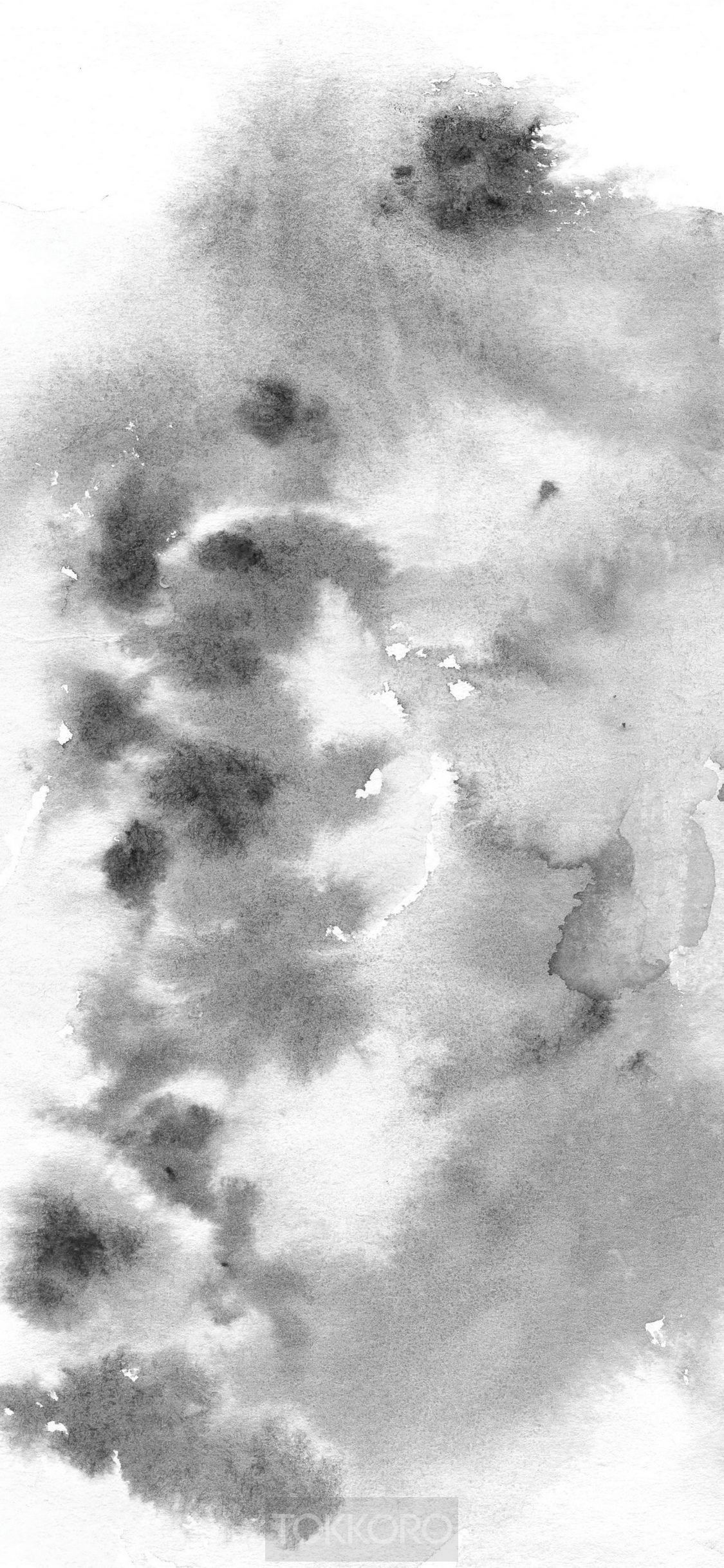 Abstract black and white watercolor wash HD Phone Wallpaper