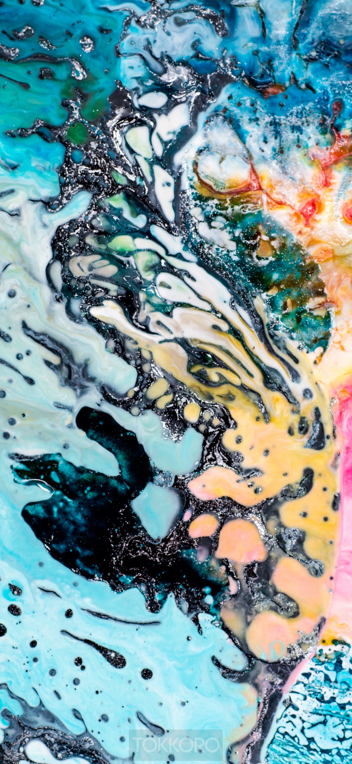 Abstract multicolor wash drawing with metallic accents HD Phone Wallpaper