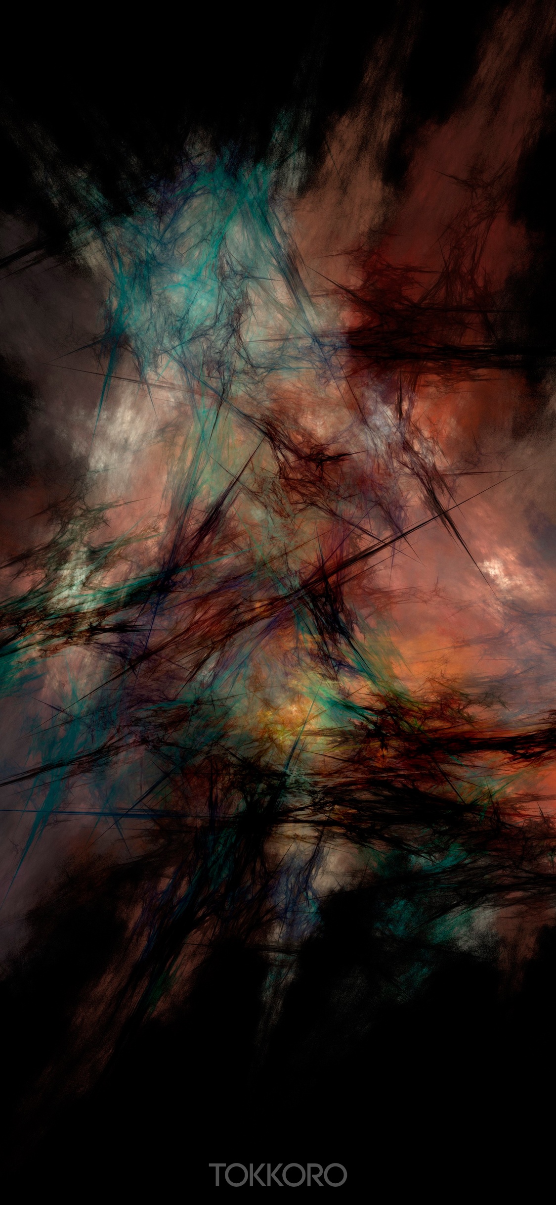 Abstract fractal art with dark and teal colors HD Phone Wallpaper