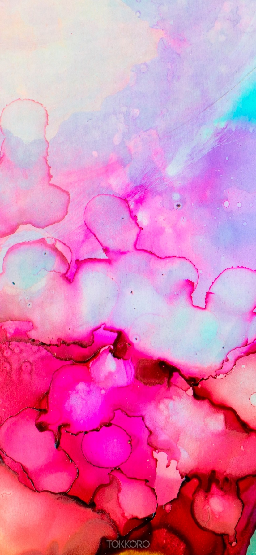 Abstract watercolor painting with pink and blue hues HD Phone Wallpaper