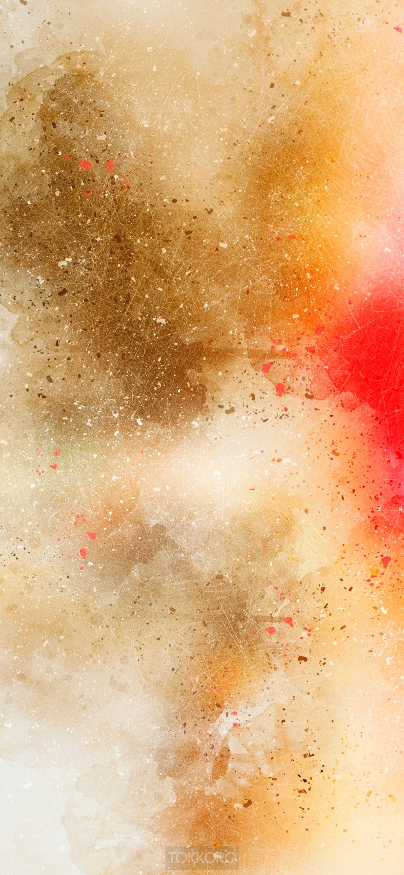 Abstract watercolor splash with red and gold tones HD Phone Wallpaper