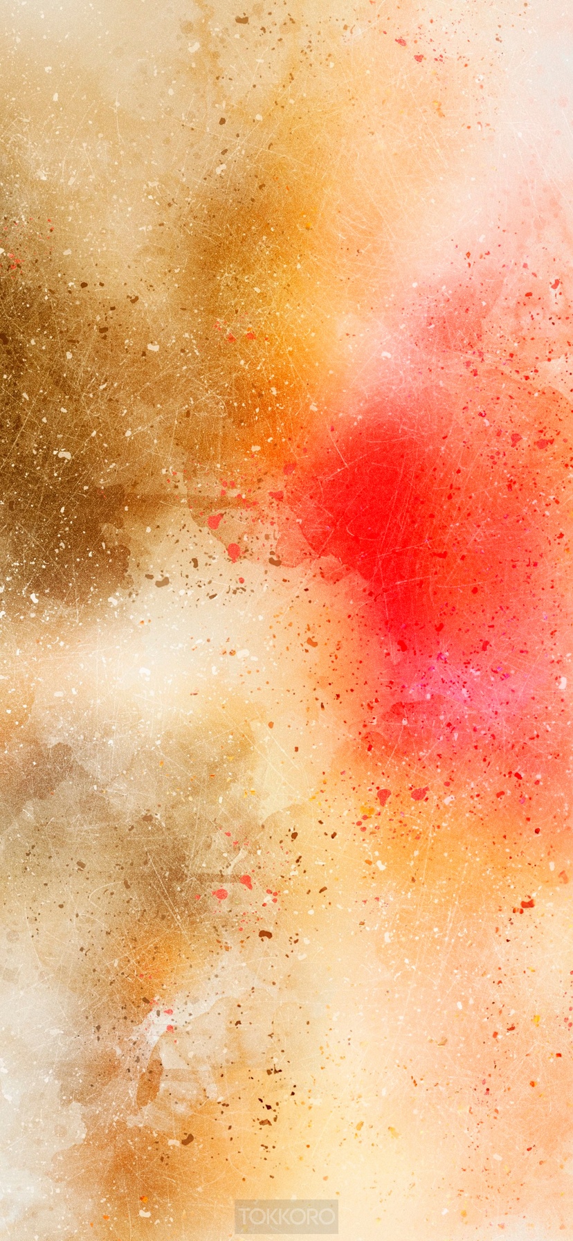 Abstract watercolor wash drawing with red and gold tones HD Phone Wallpaper