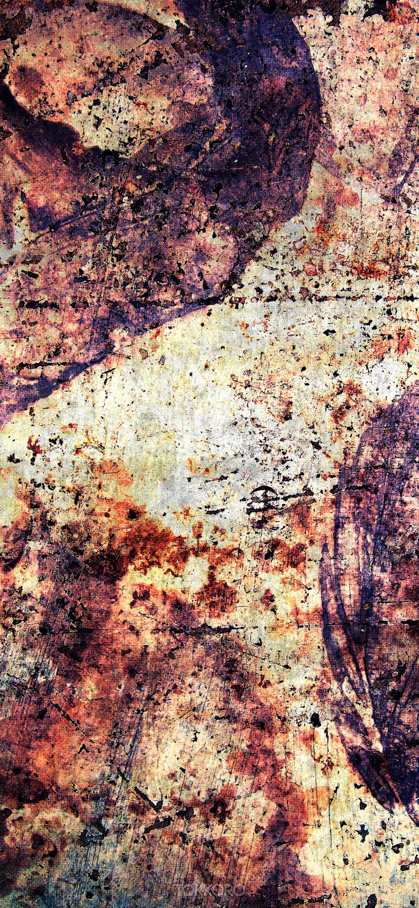 Grunge metal texture with purple and orange hues HD Phone Wallpaper