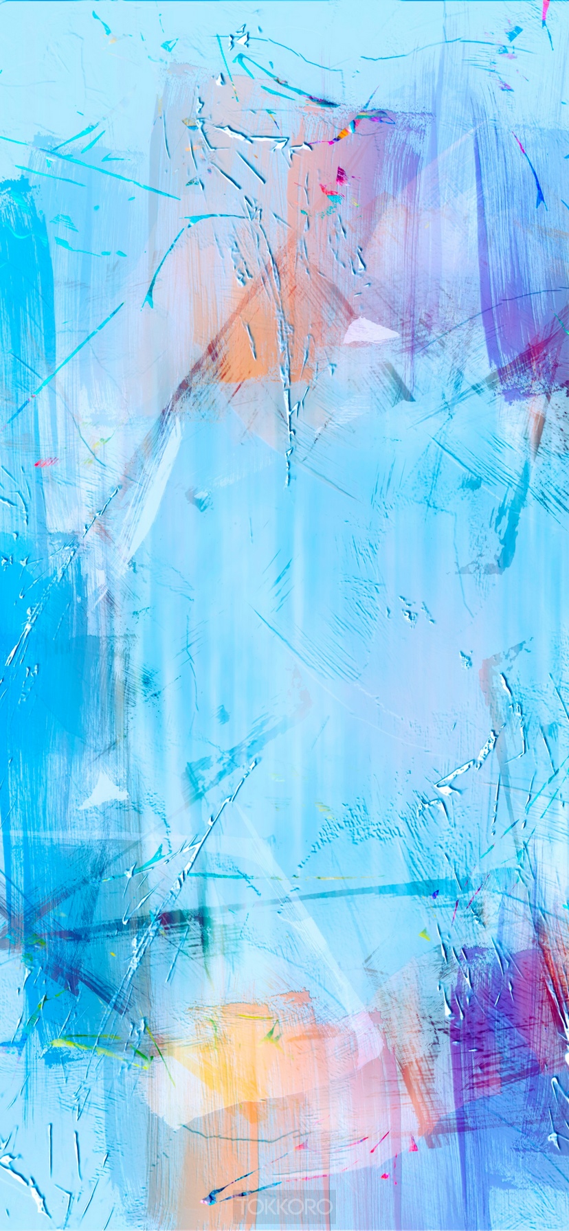 Abstract multicolor wash drawing with textured brushstrokes HD Phone Wallpaper