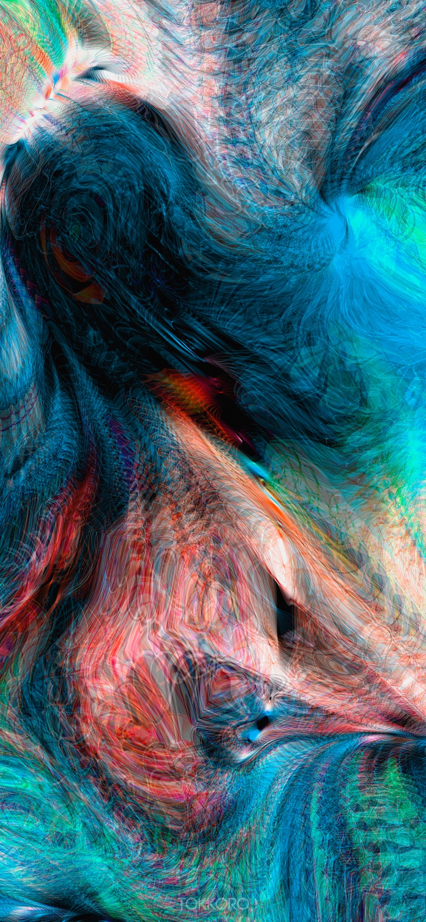Abstract multicolor wash drawing with swirling patterns HD Phone Wallpaper