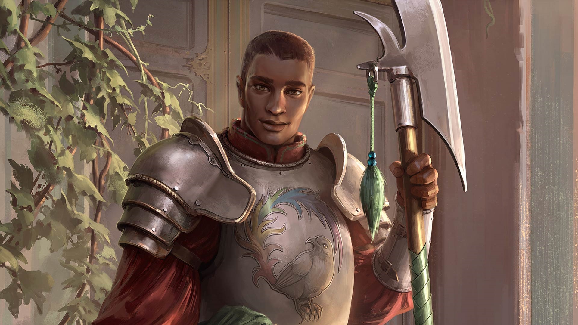Man in armor holding a halberd HD Wallpaper