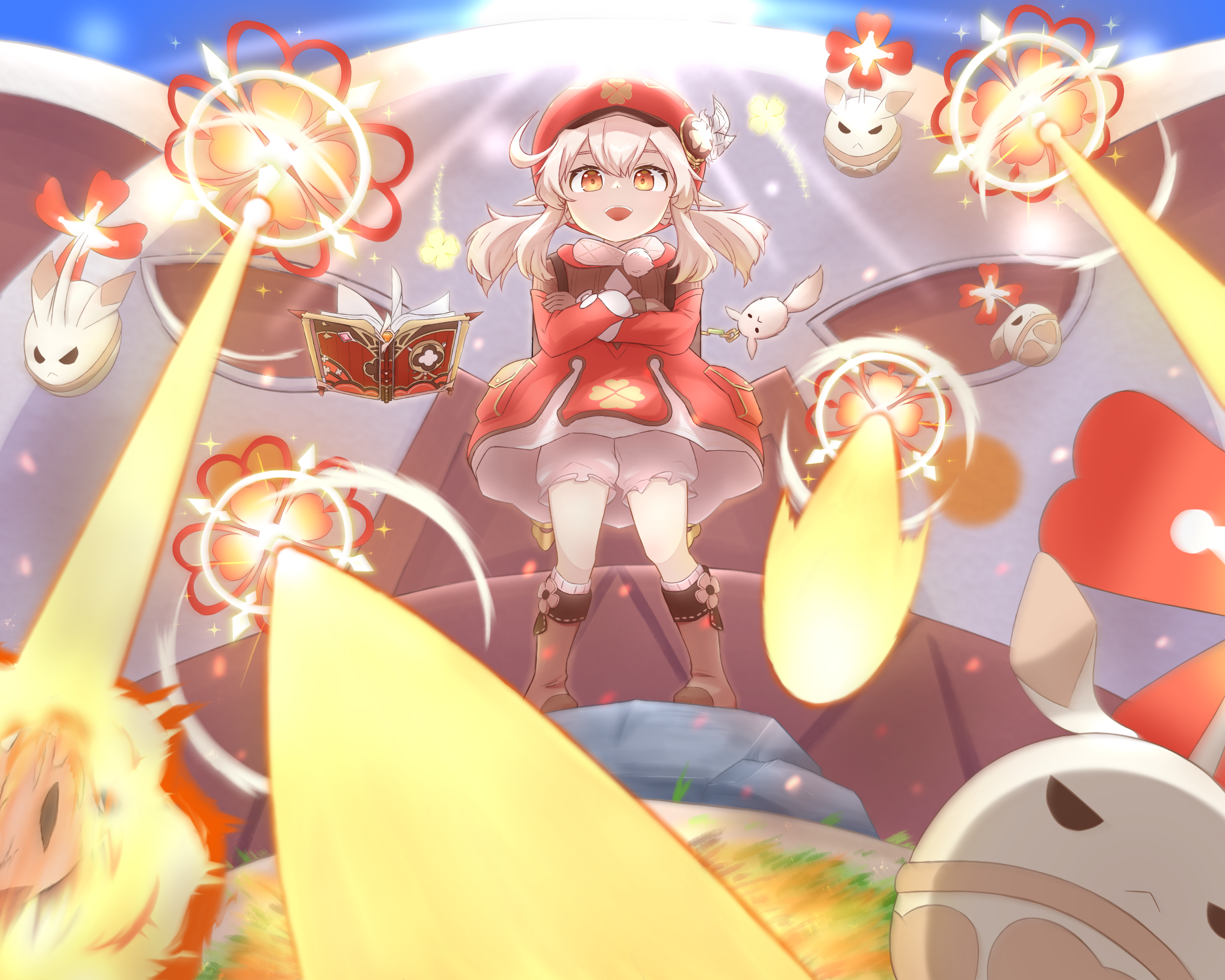 Klee from Genshin Impact with bombs HD Wallpaper