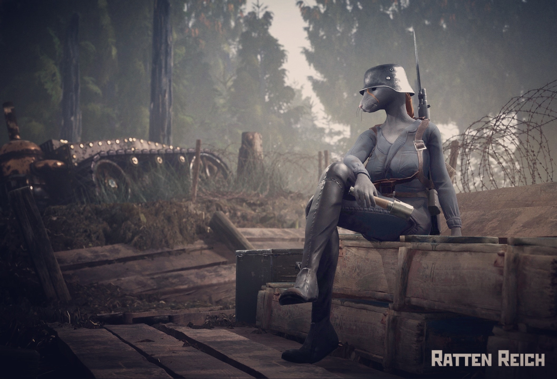 Ratten Reich soldier sitting in trench HD Wallpaper