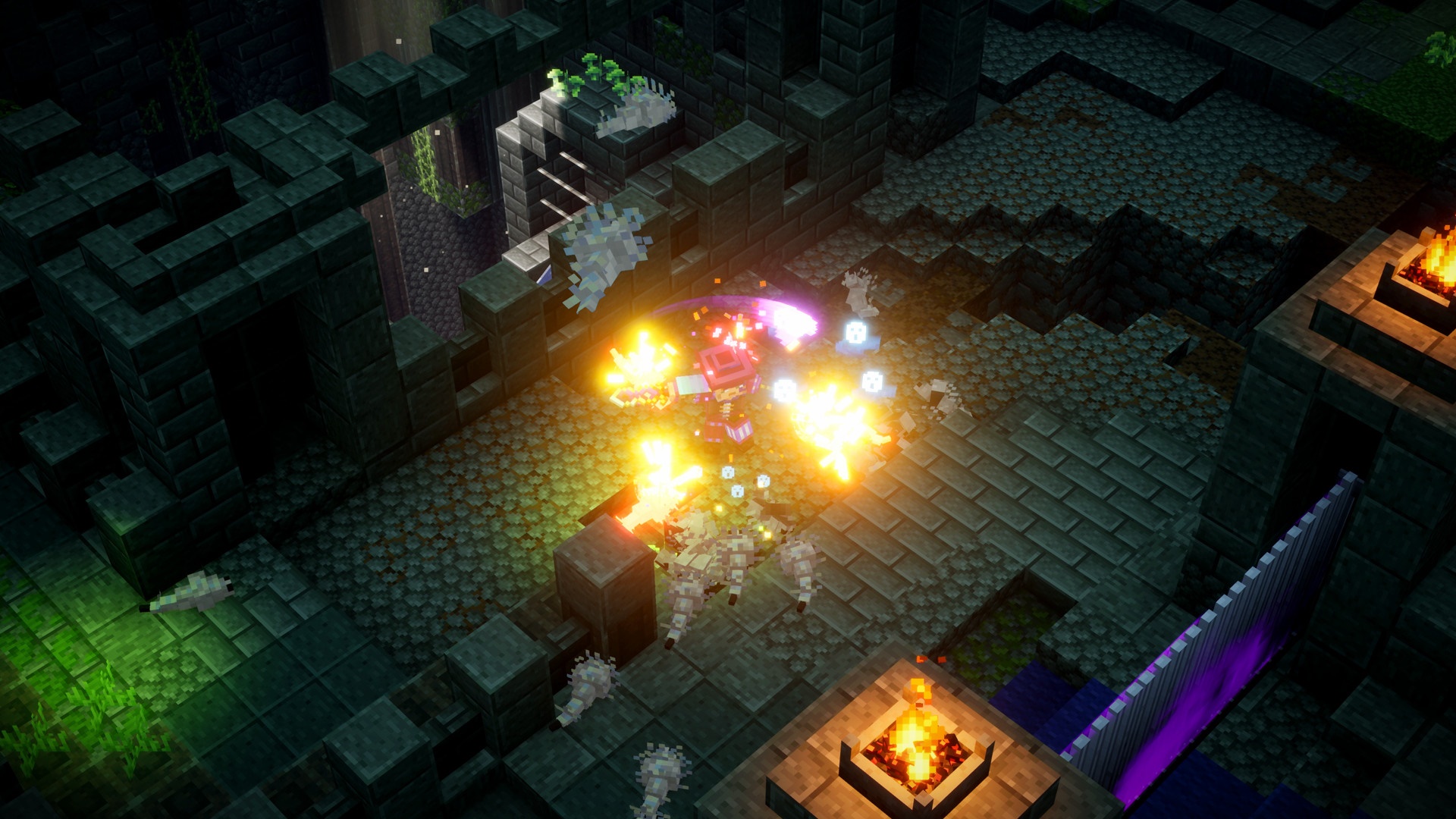 Minecraft Dungeons combat scene HD Wallpaper