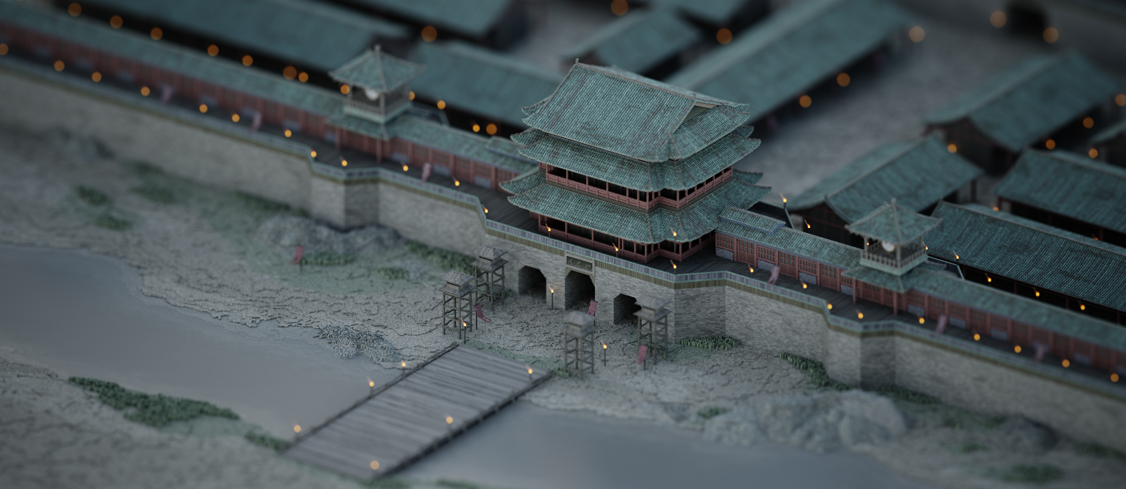 Ancient Chinese Gatehouse and Walls HD Wallpaper