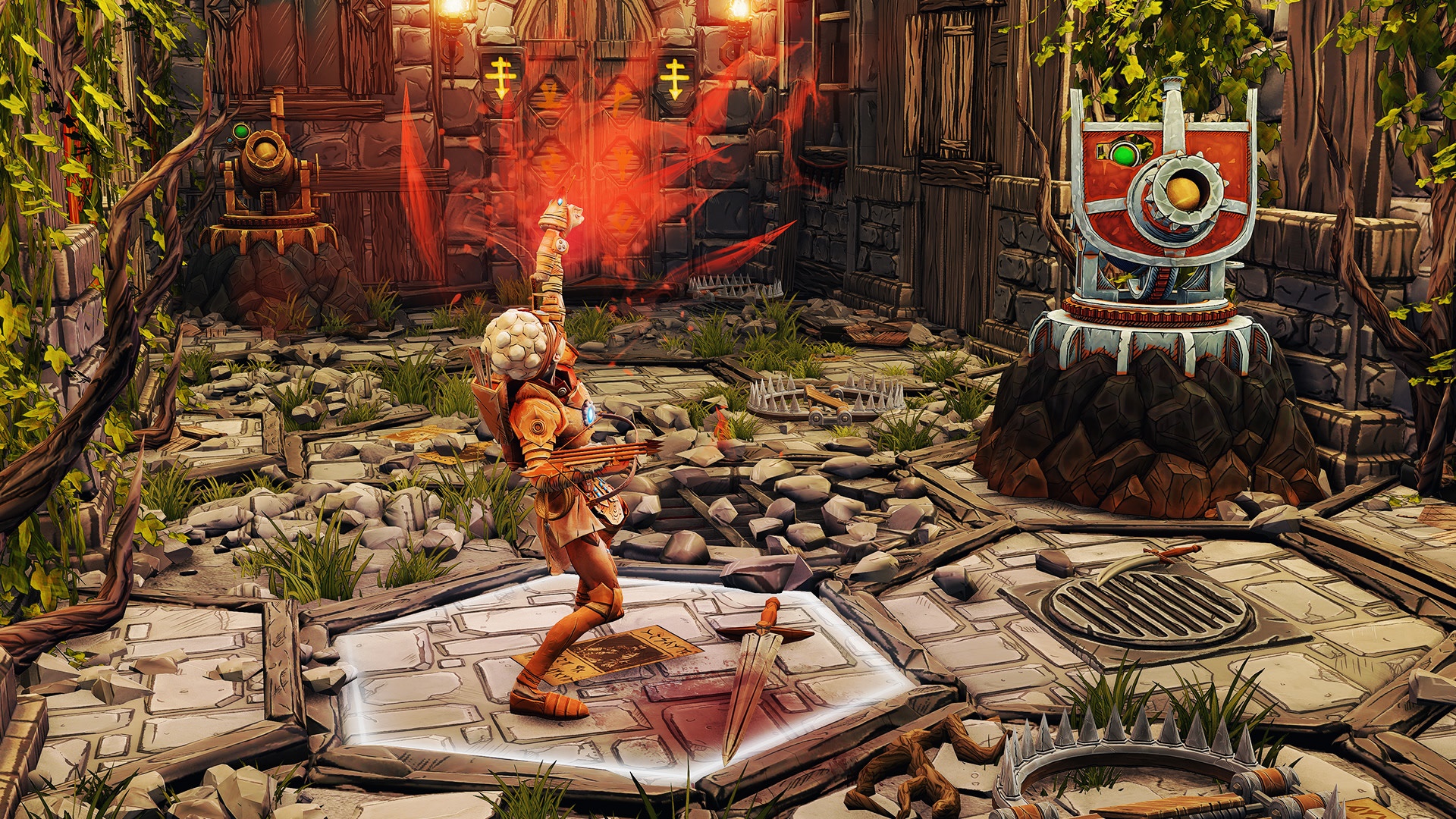 Gloomhaven HD character in a ruined courtyard HD Wallpaper