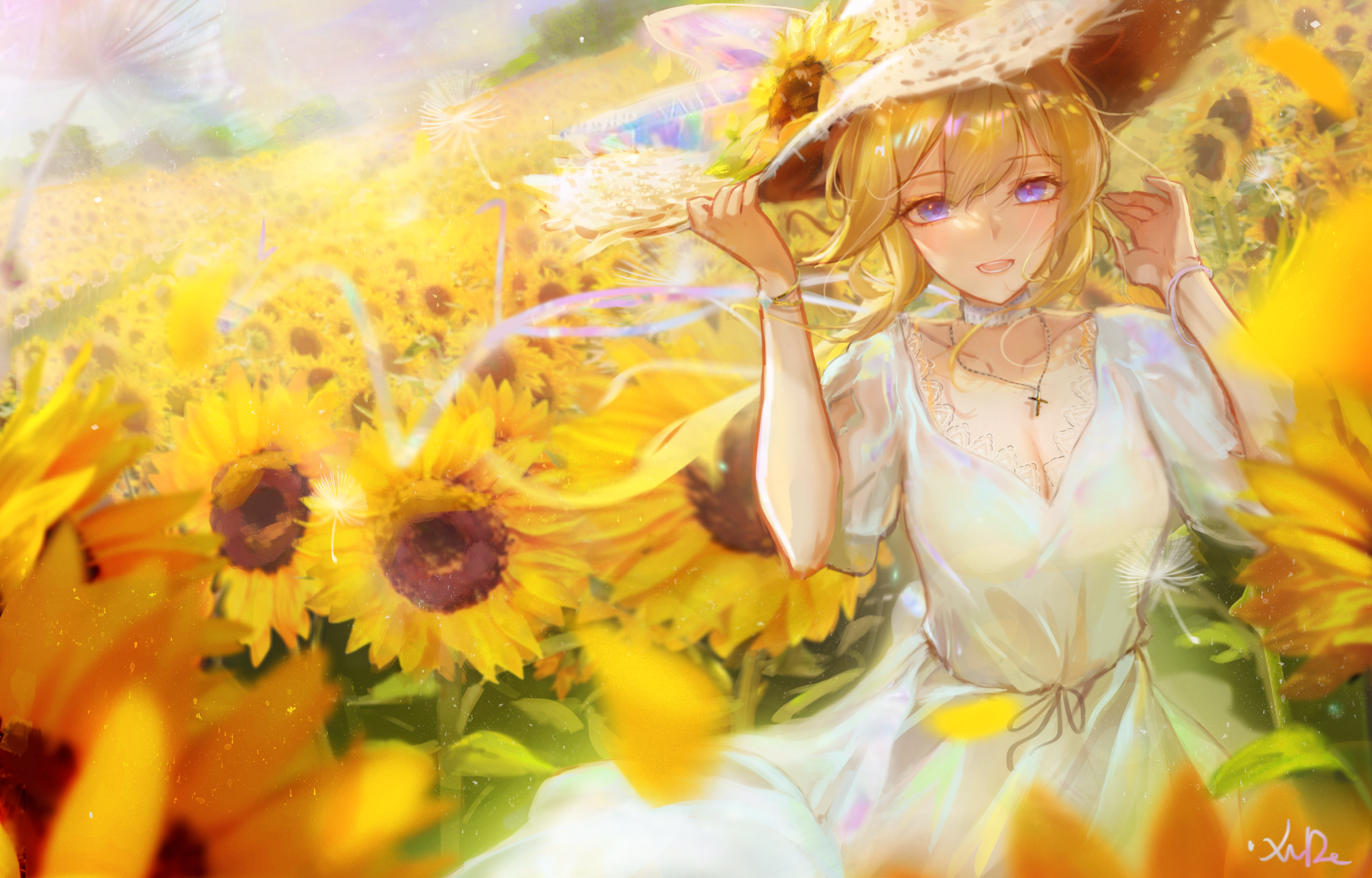 Jean from Genshin Impact in a sunflower field HD Wallpaper