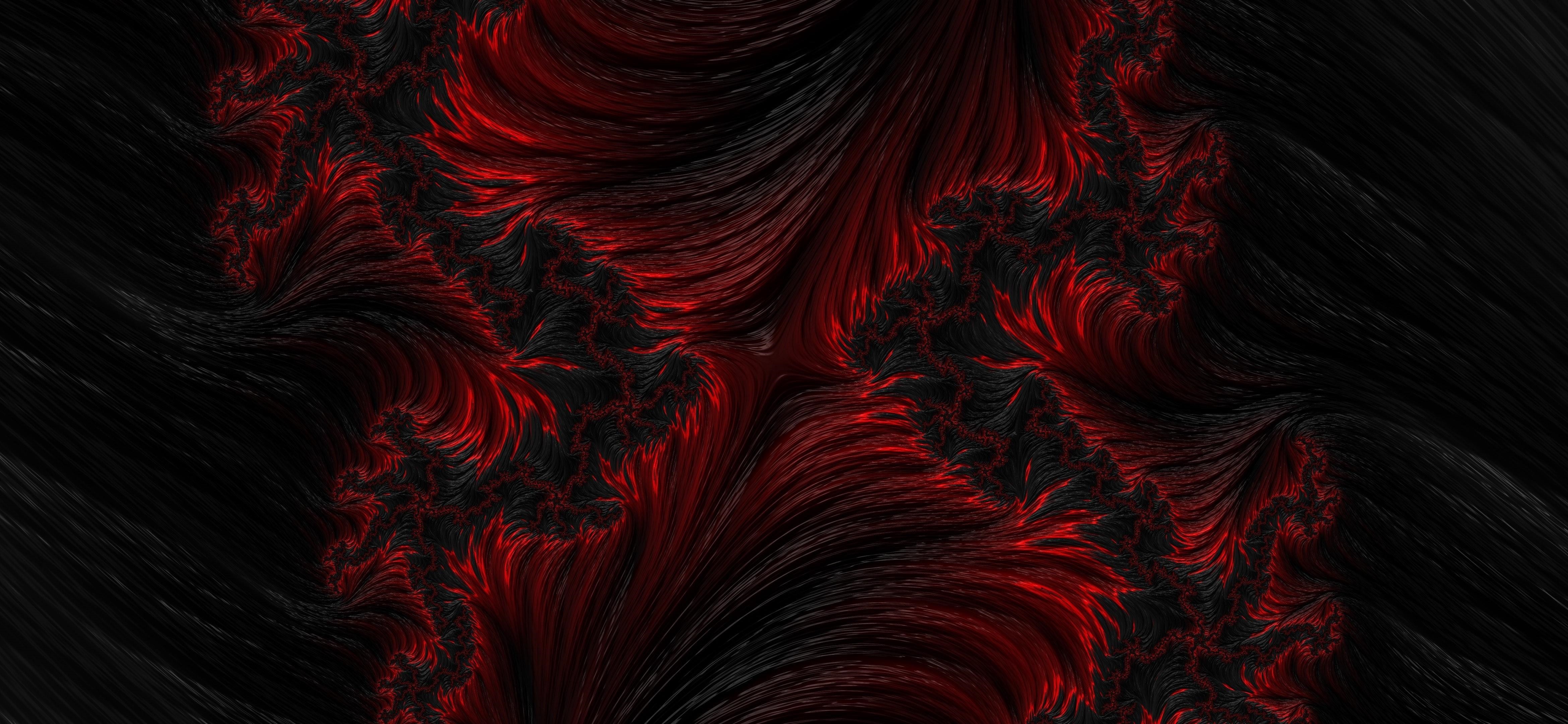 Abstract Red and Black Fractal Pattern 4K HD Wallpaper