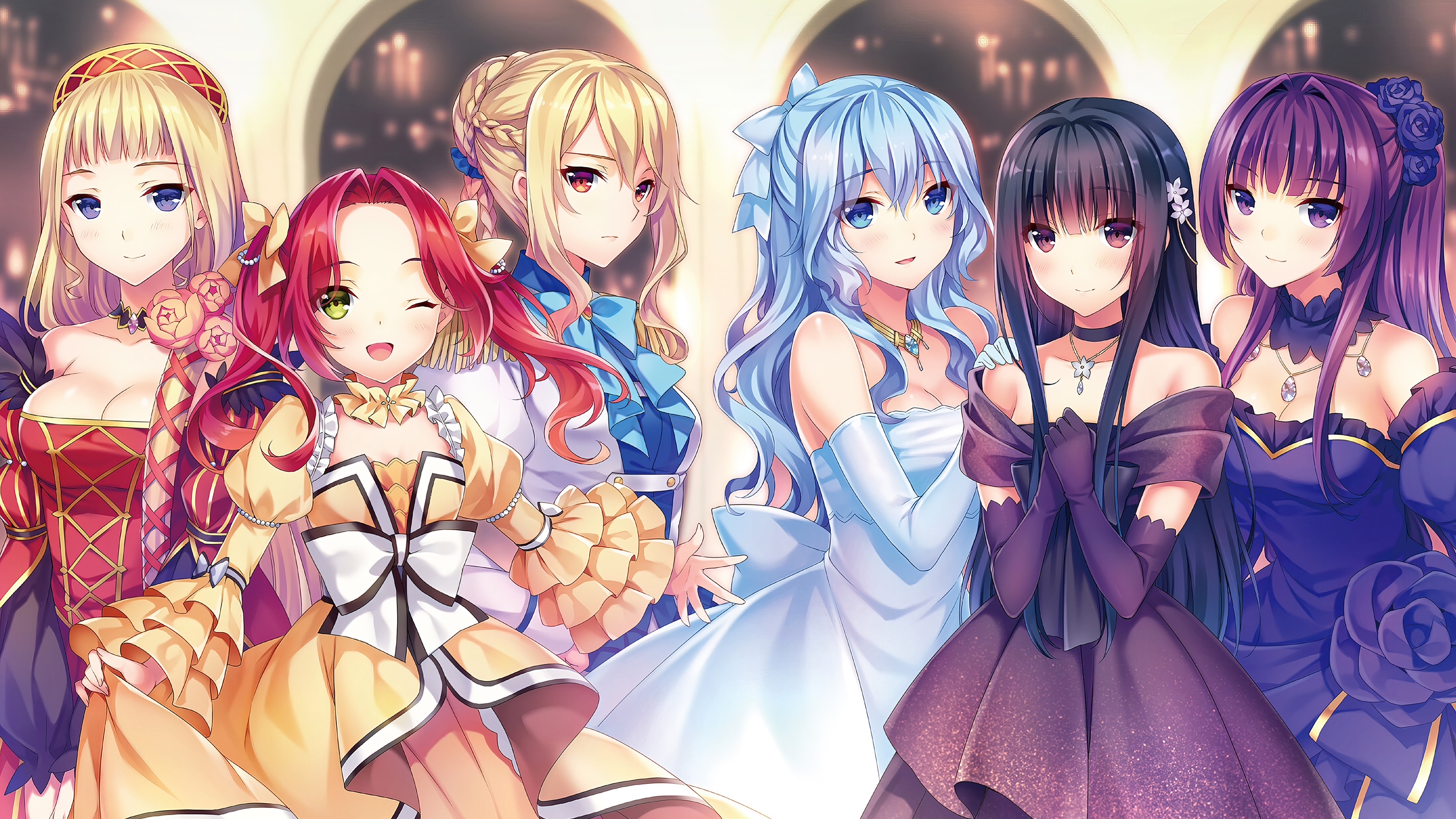 Seirei Gensouki 4K: Liselotte Cretia, Sumeragi Satsuki, Charlotte Galarc, Lilianna Centostella, Silvie Rubia, Ayase Miharu HD Wallpaper