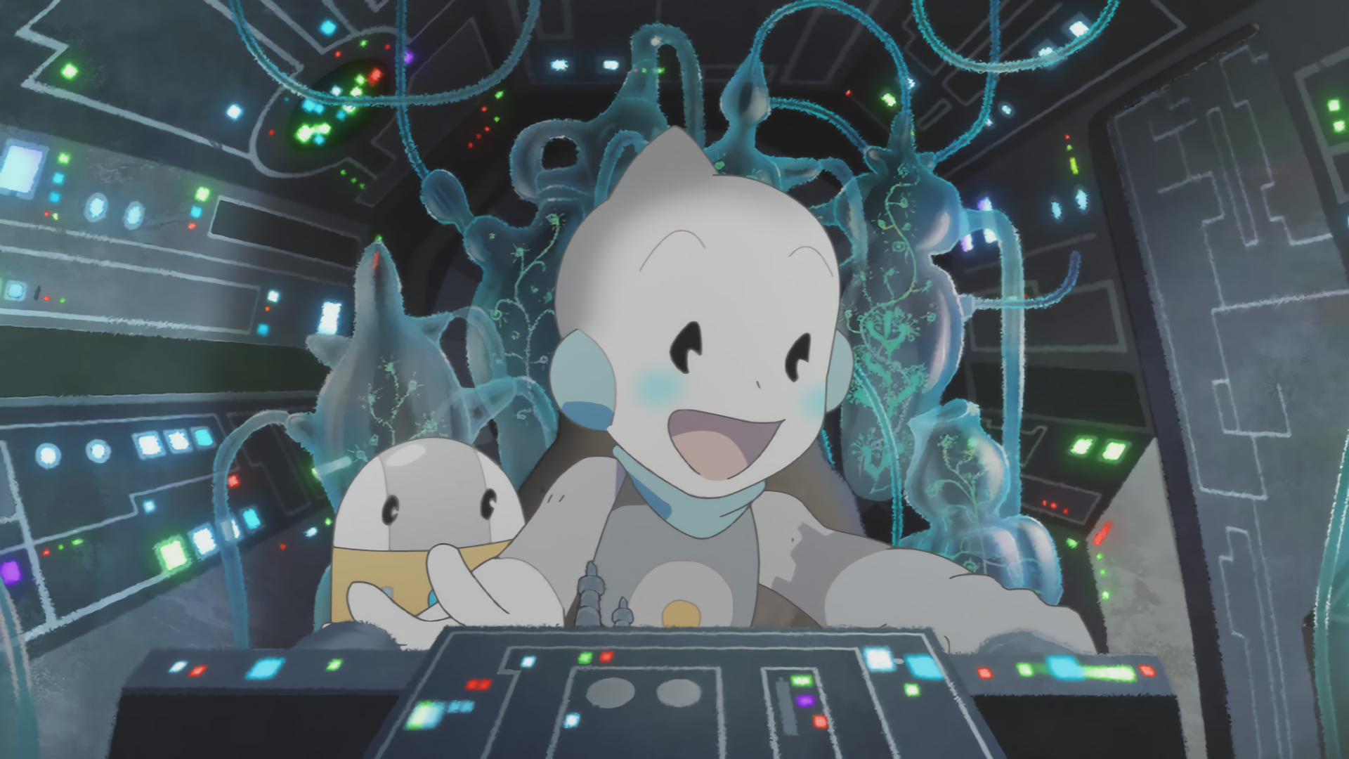 Two characters in a spaceship cockpit HD Wallpaper