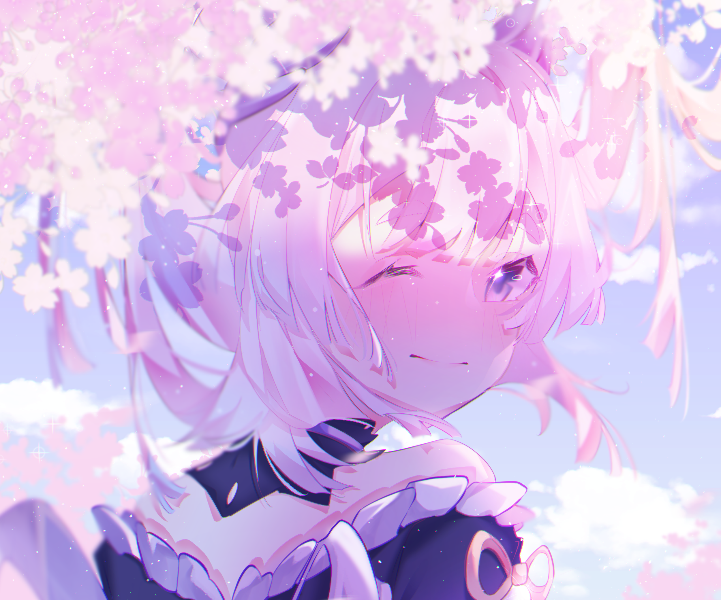 Sangonomiya Kokomi from Genshin Impact with cherry blossoms HD Wallpaper