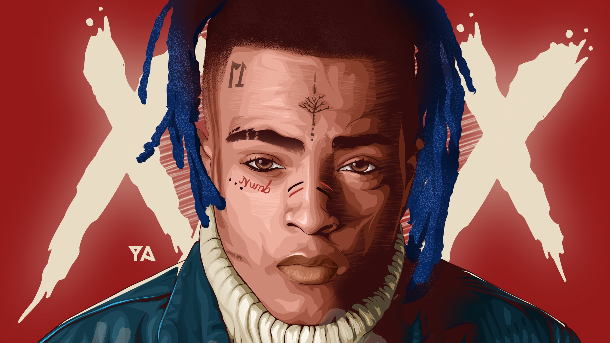 XXXTentacion Artistic Portrait Illustration HD Wallpaper