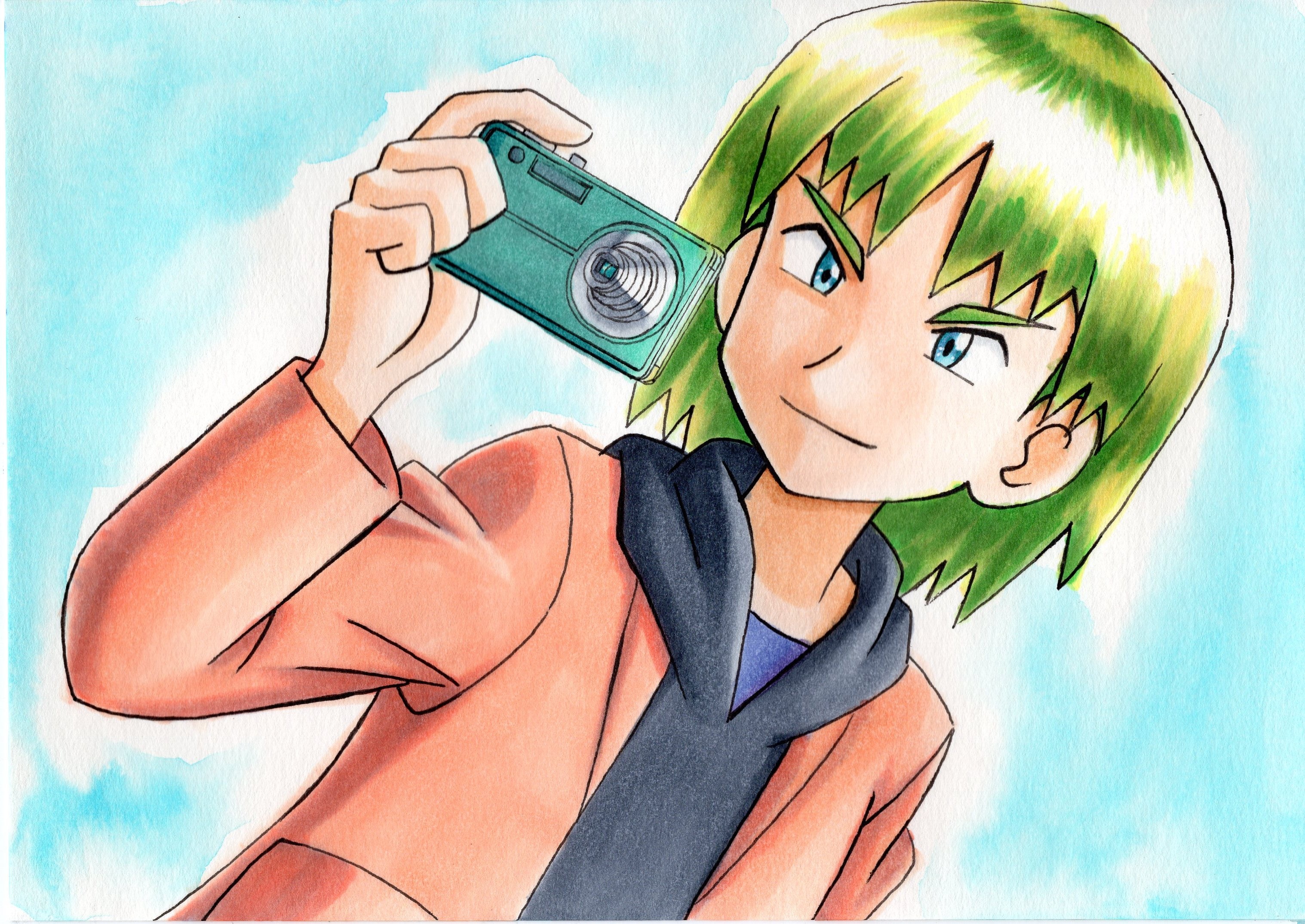 Trip from Pokémon holding a camera HD Wallpaper