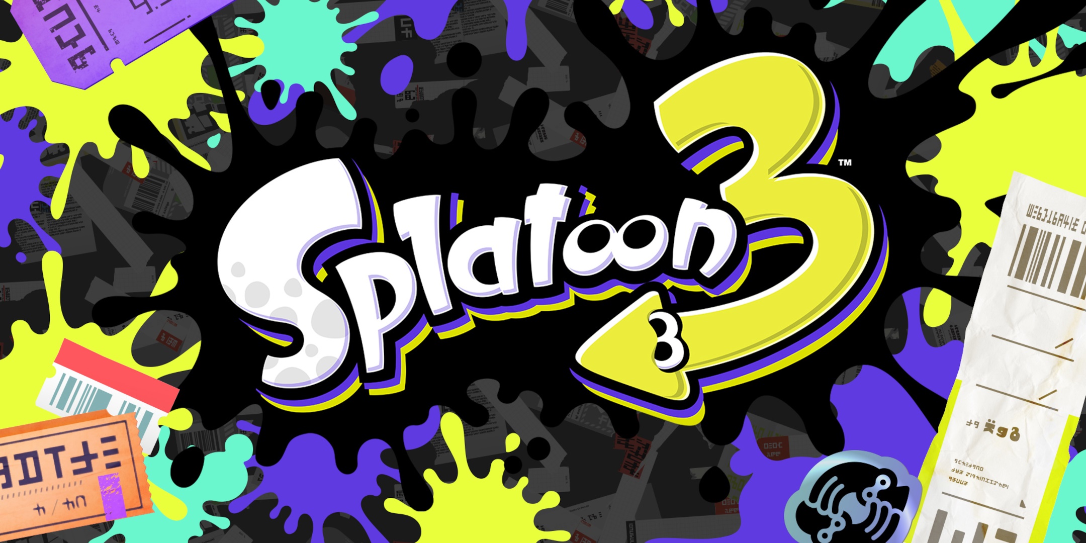 Splatoon 3 logo with ink splatters HD Wallpaper