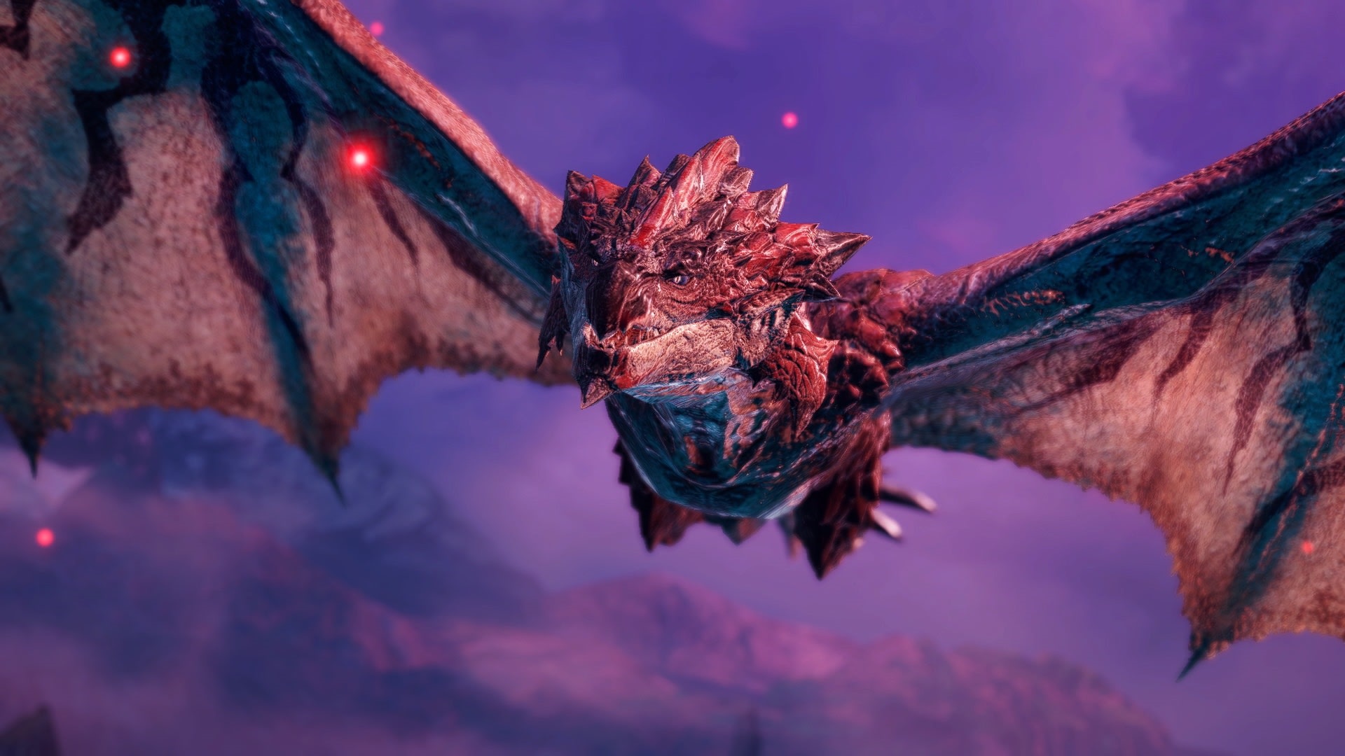 Monster Hunter Rise dragon flying in purple sky HD Wallpaper