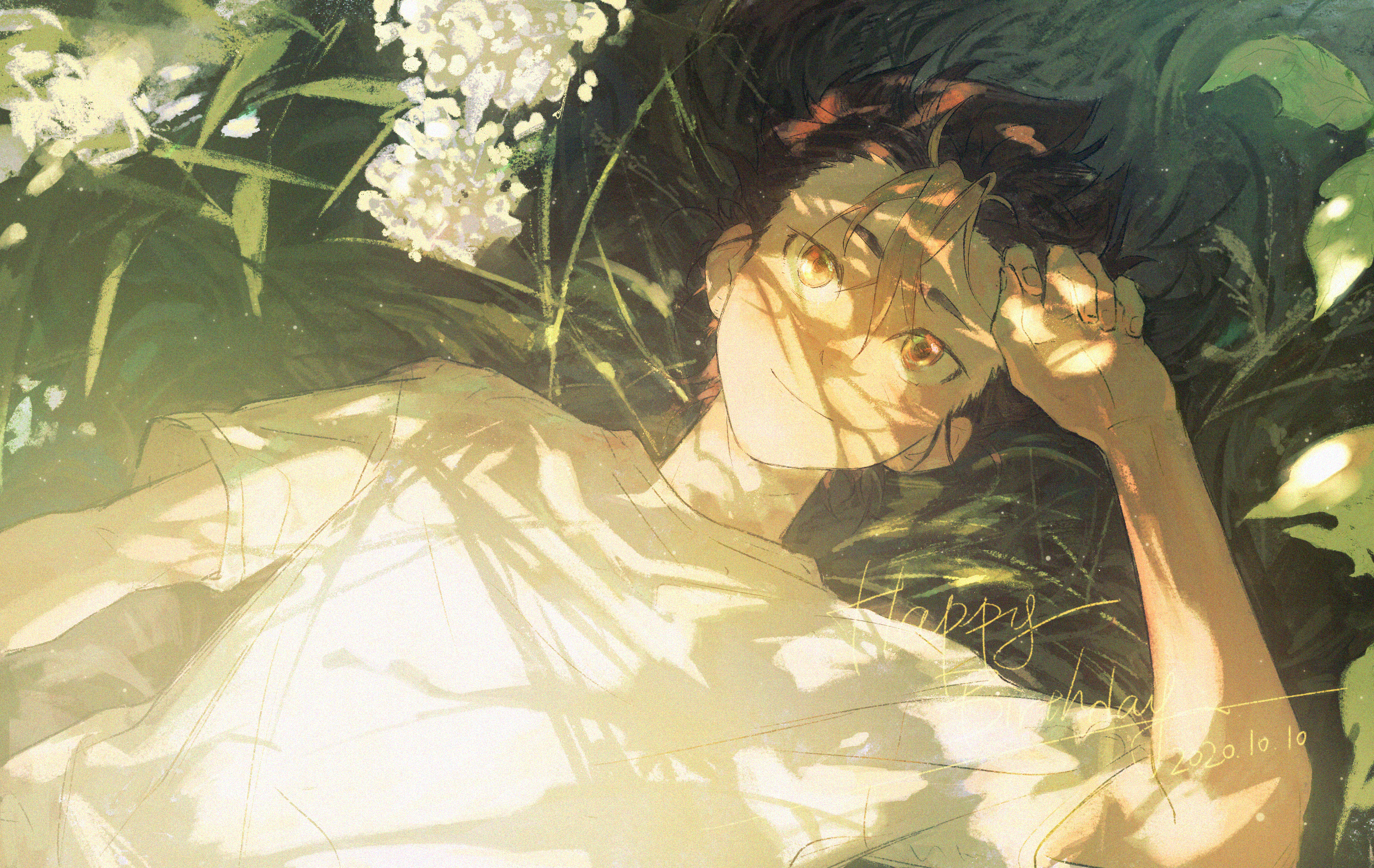 Yū Nishinoya from Haikyu!! relaxing in nature HD Wallpaper