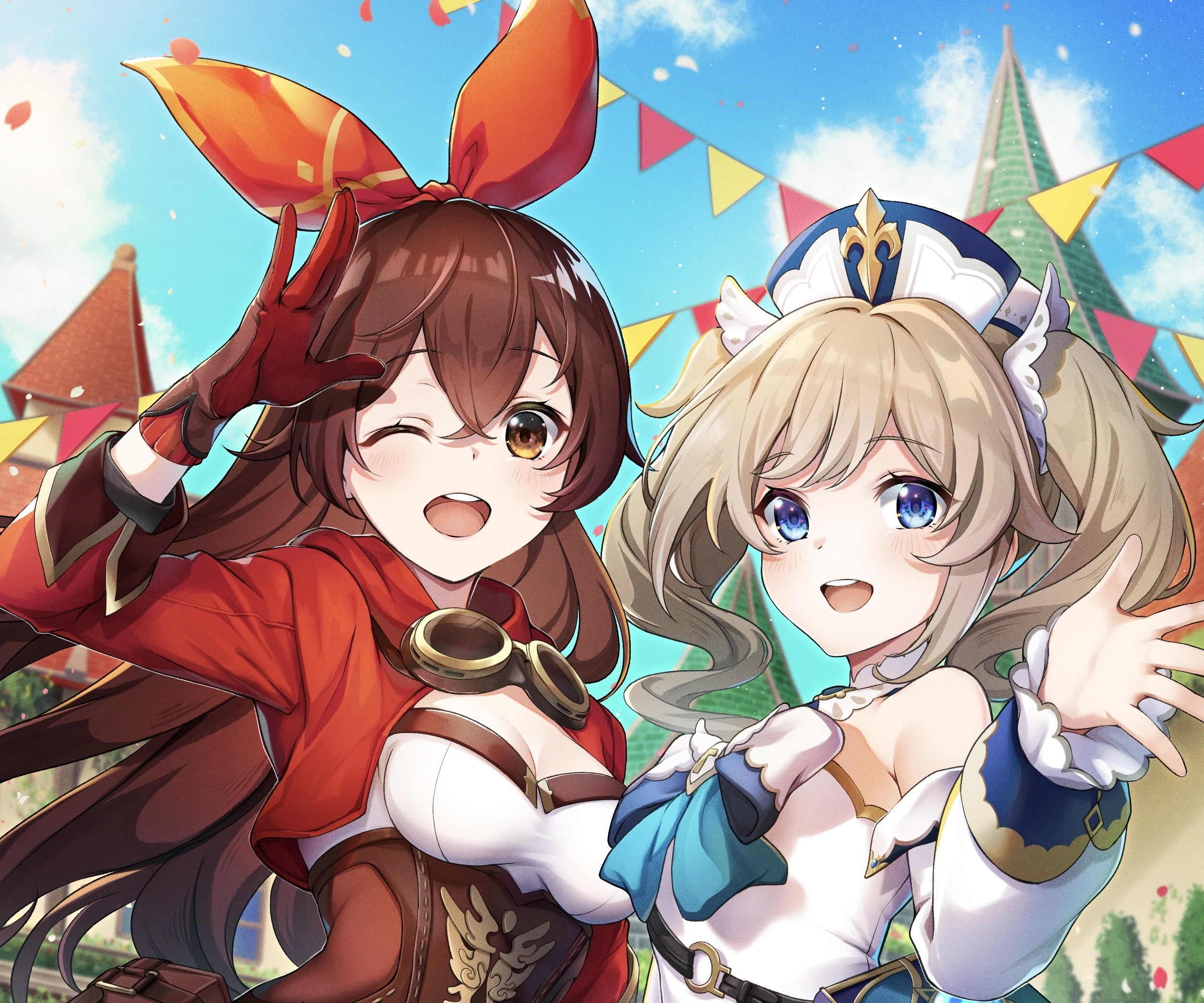 Barbara and Amber from Genshin Impact HD Wallpaper