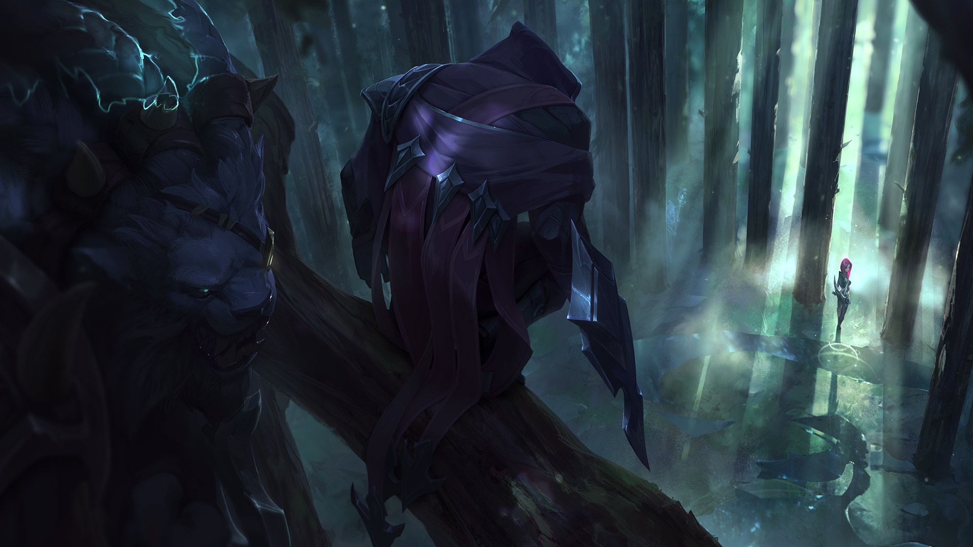 Warwick and Kai'Sa from League of Legends in a forest HD Wallpaper