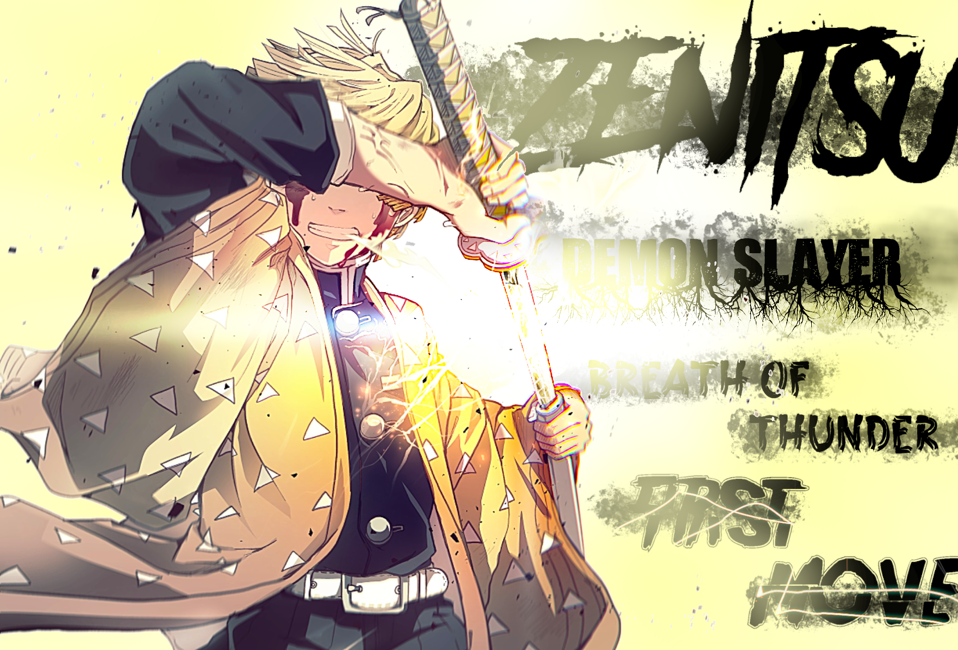 Zenitsu Agatsuma from Demon Slayer: Kimetsu no Yaiba HD Wallpaper