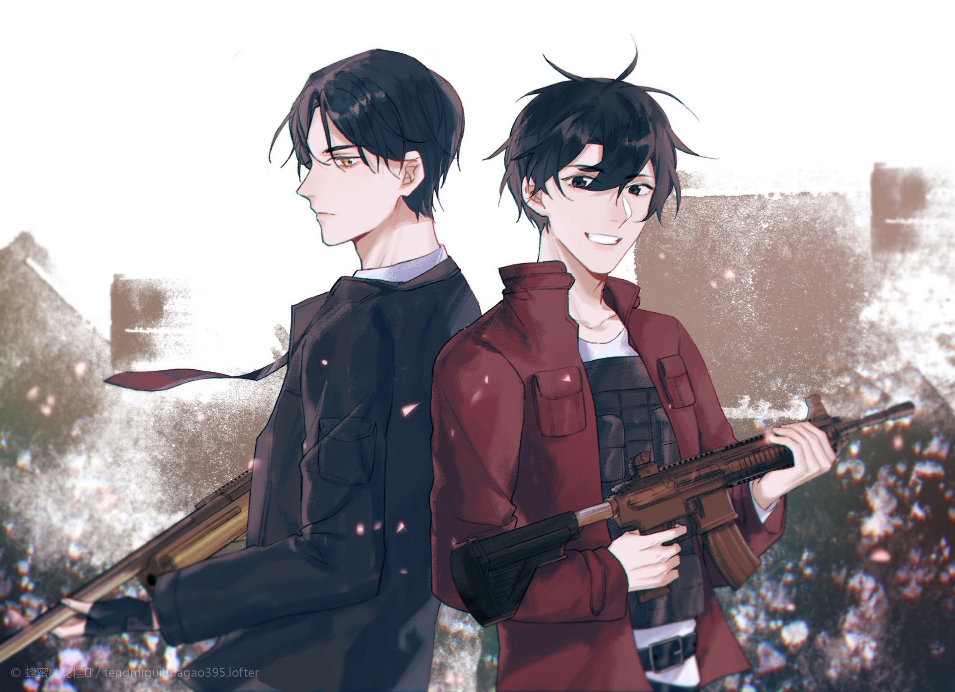 Two men with guns HD Wallpaper
