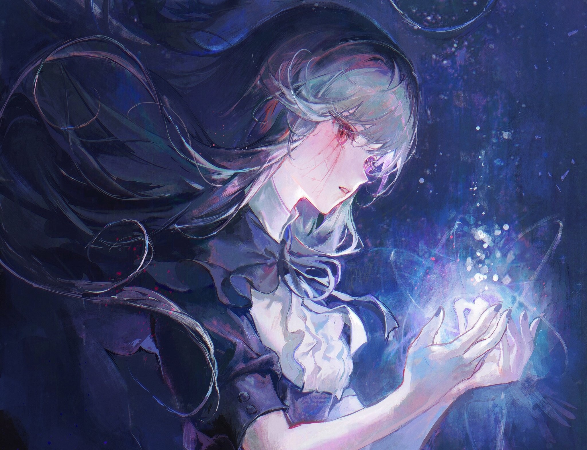 Girl with glowing orb HD Wallpaper
