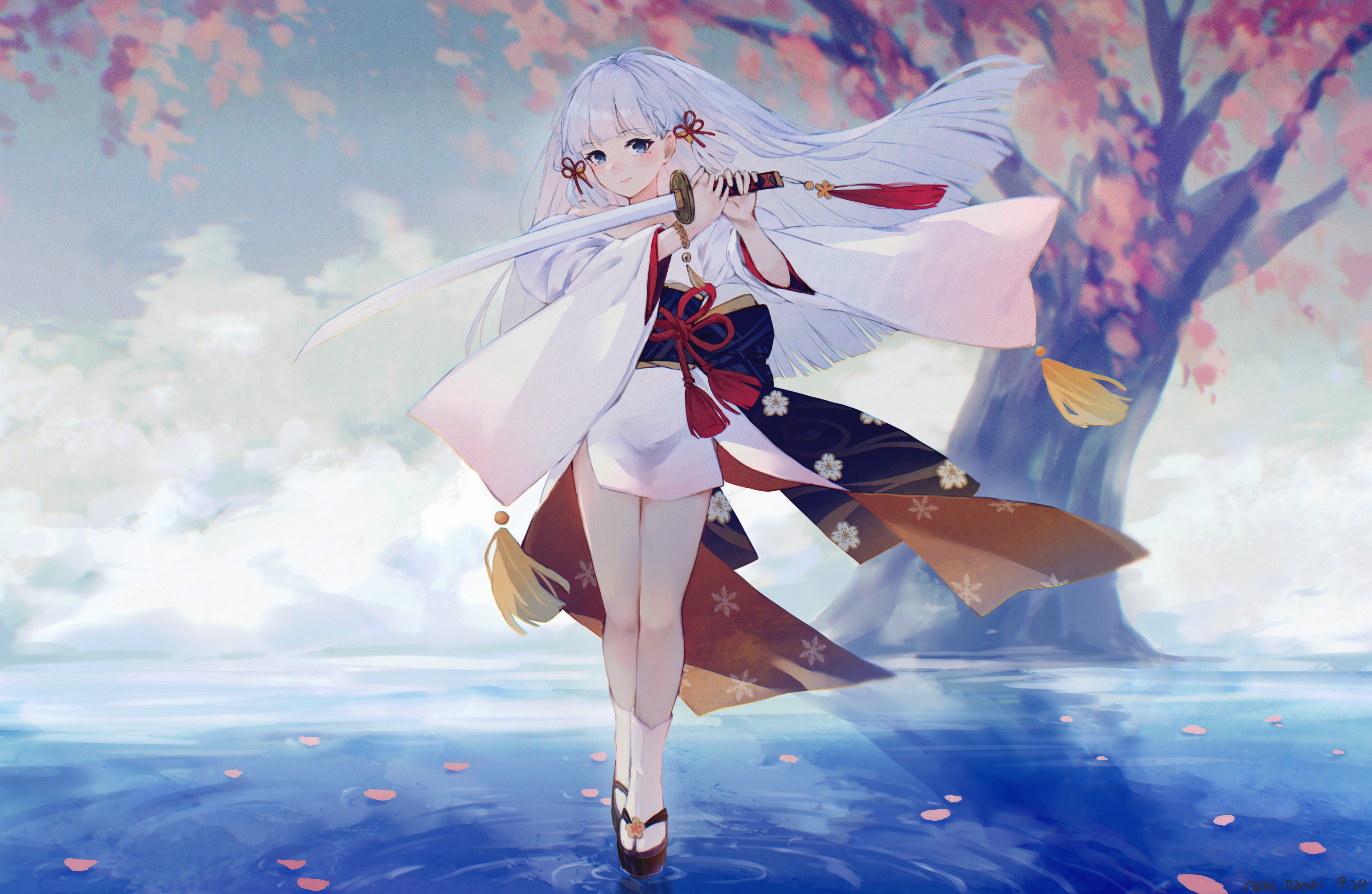 Kamisato Ayaka from Genshin Impact 4K HD Wallpaper