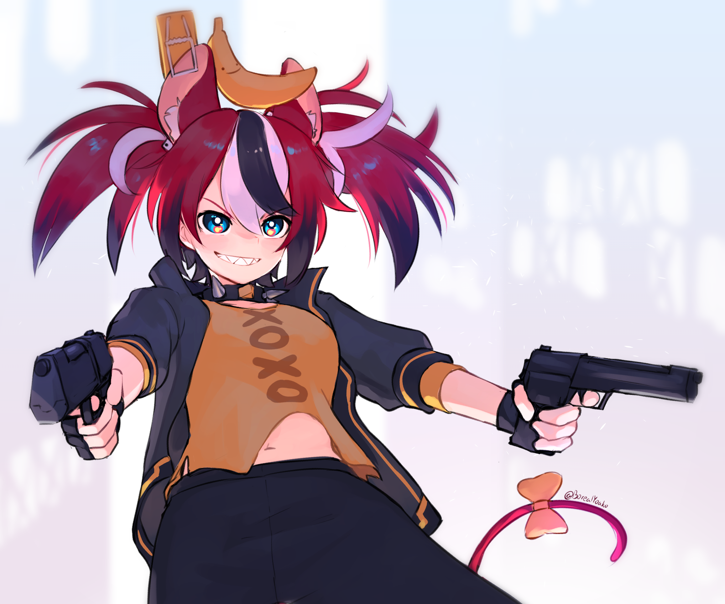 Hakos Baelz from Hololive holding two pistols HD Wallpaper