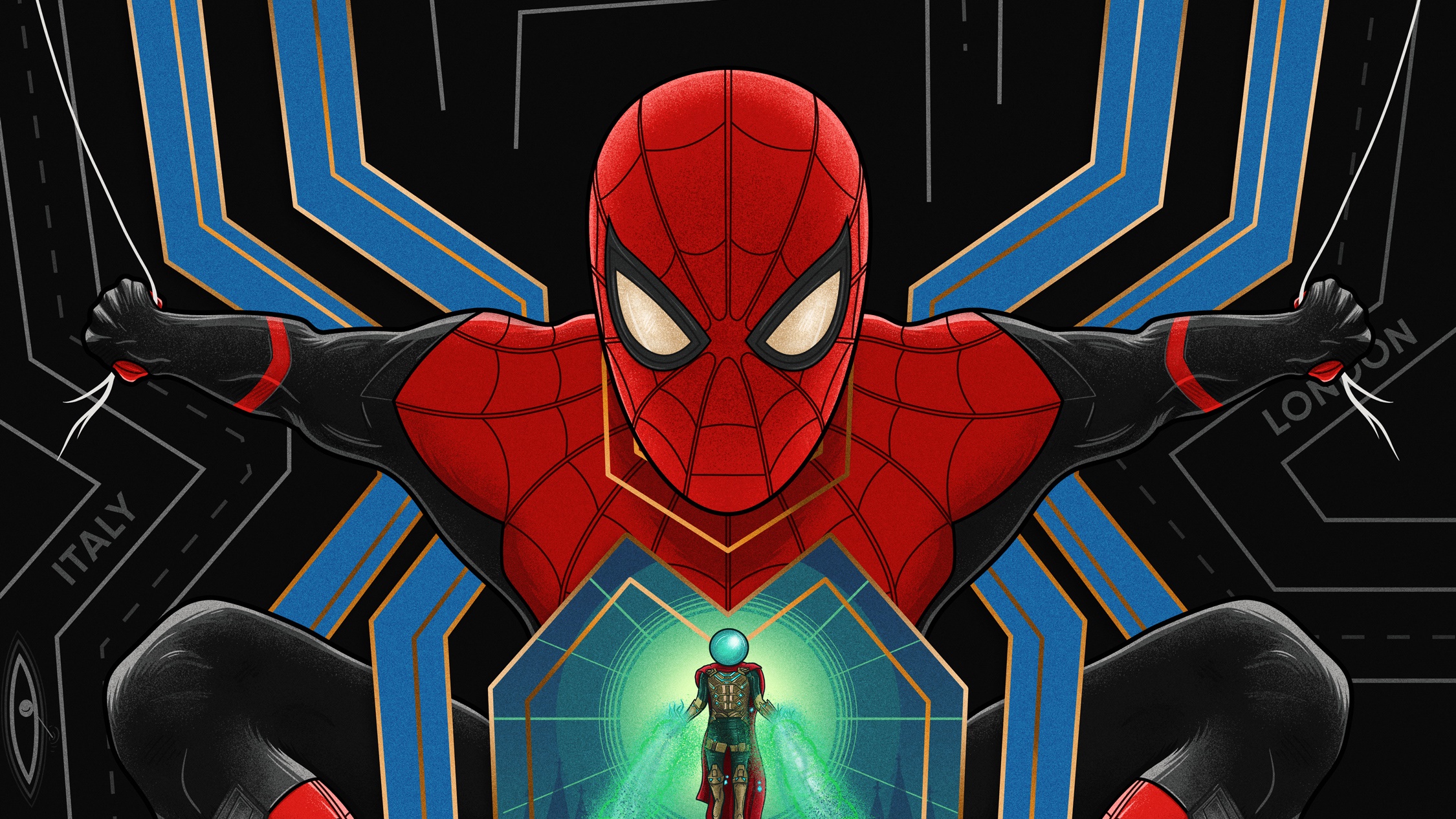 Spider-Man and Mysterio from Spider-Man: Far From Home HD Wallpaper