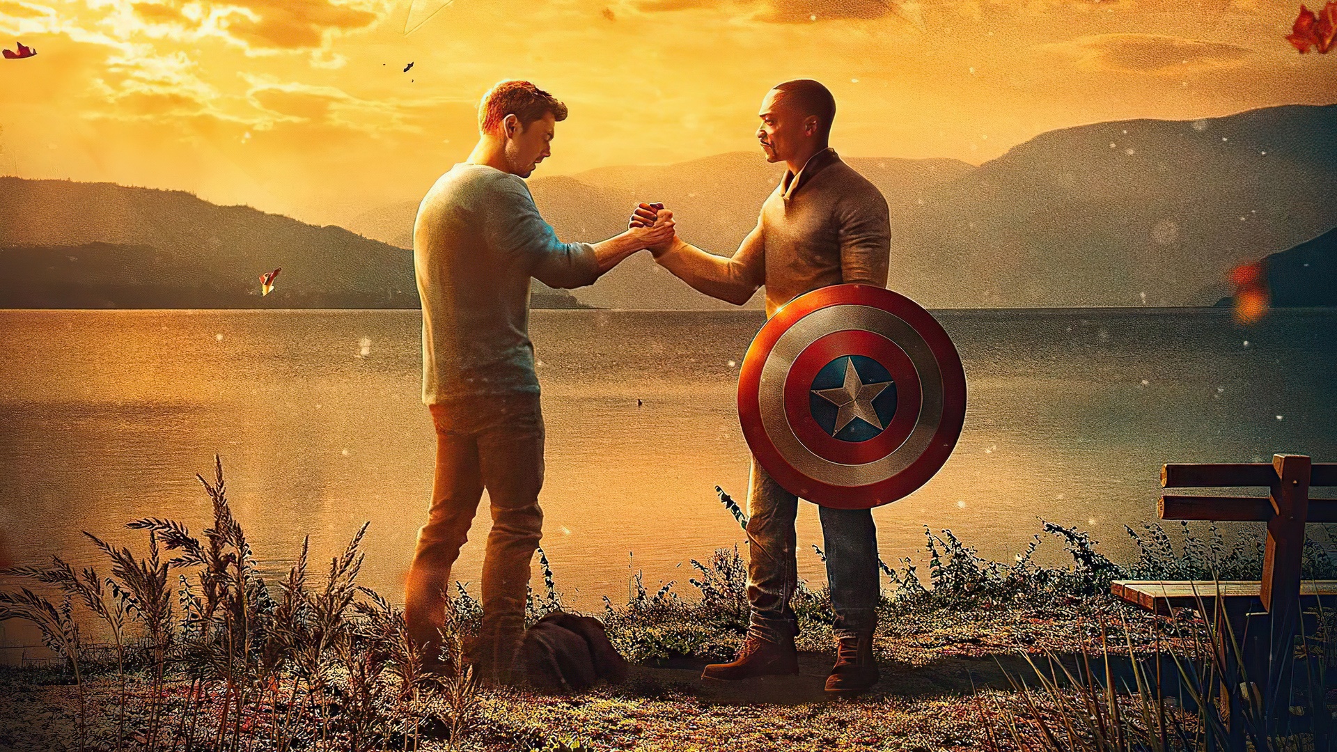 The Falcon and The Winter Soldier Captain America's Shield HD Wallpaper