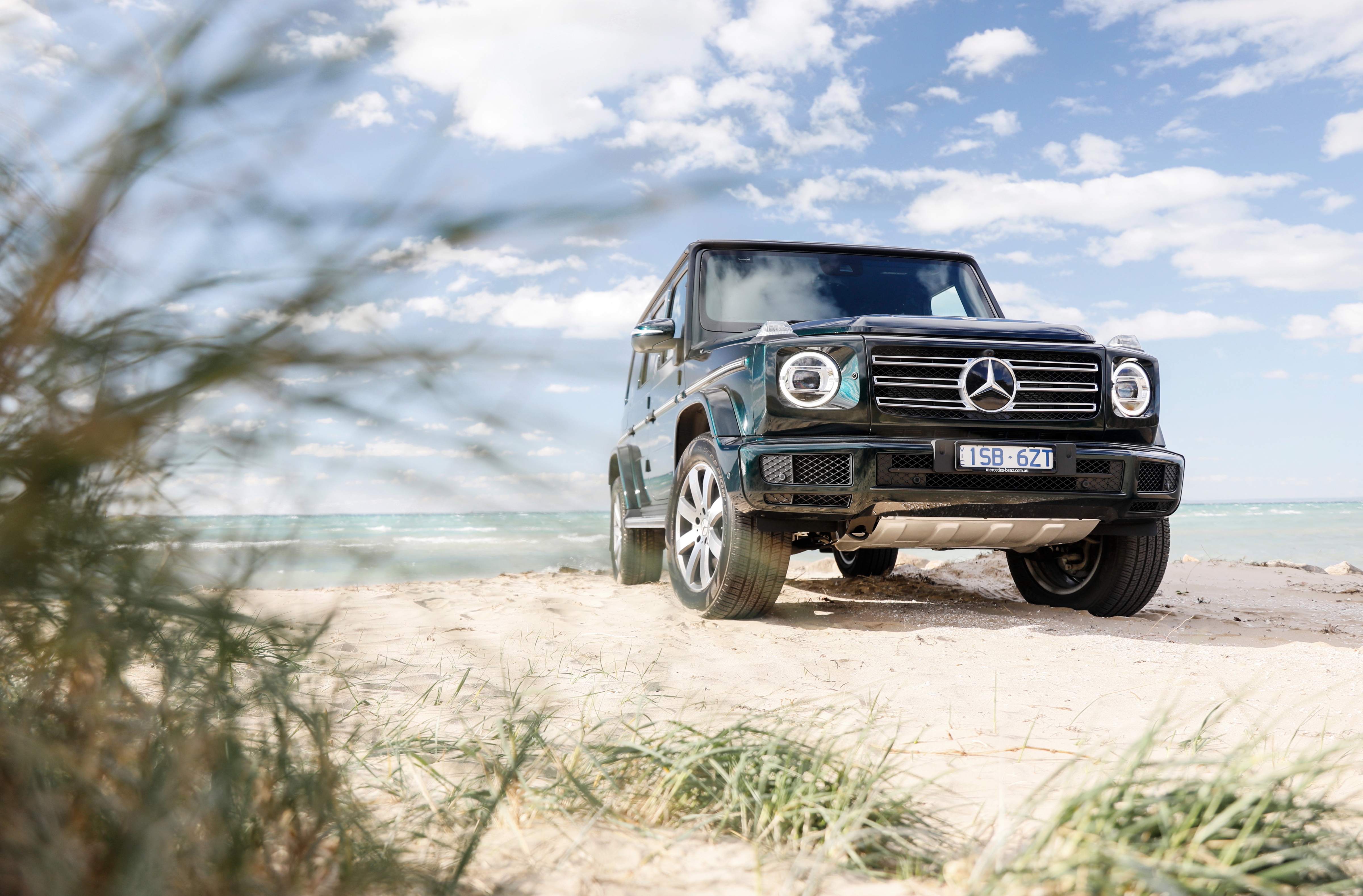 Mercedes-Benz G-Class 4K on a sandy beach HD Wallpaper