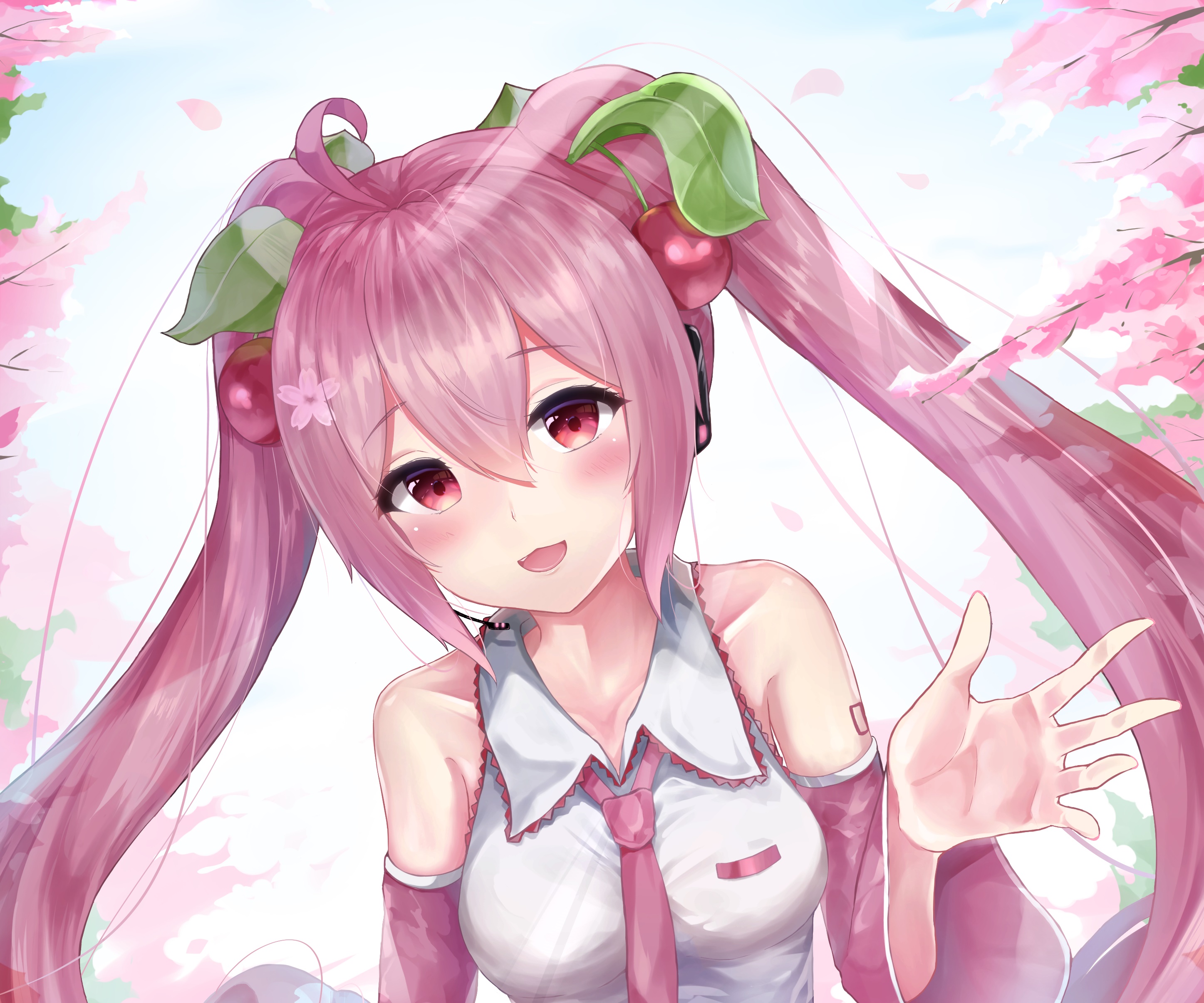 Hatsune Miku with cherry blossom theme HD Wallpaper