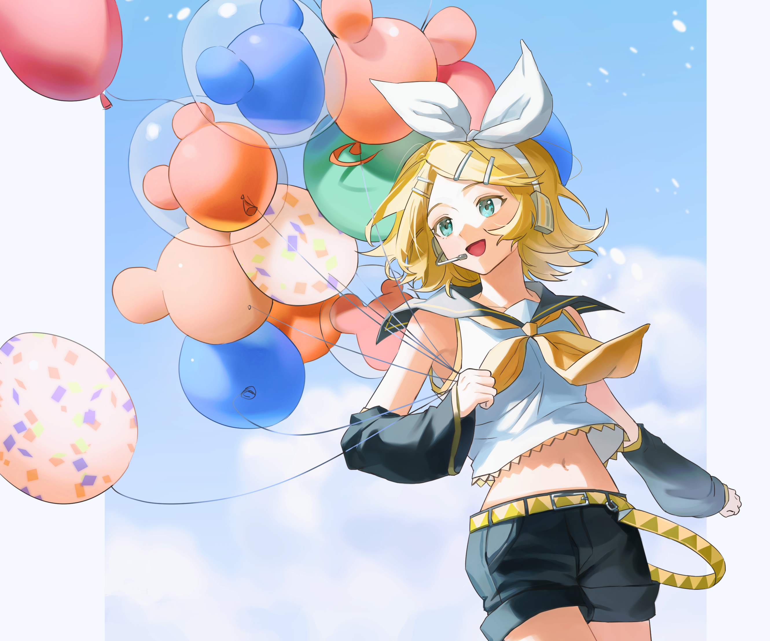 Rin Kagamine with Balloons HD Wallpaper