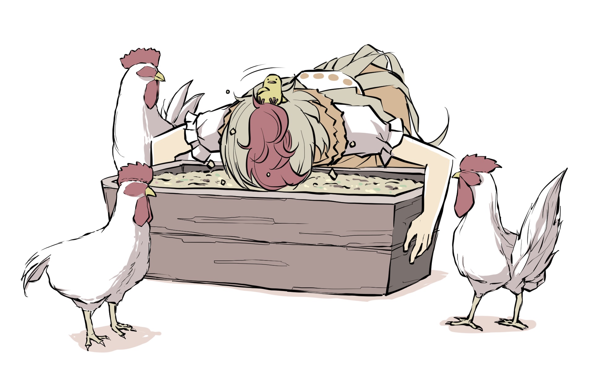Niwatari Kutaka from Touhou with chickens HD Wallpaper