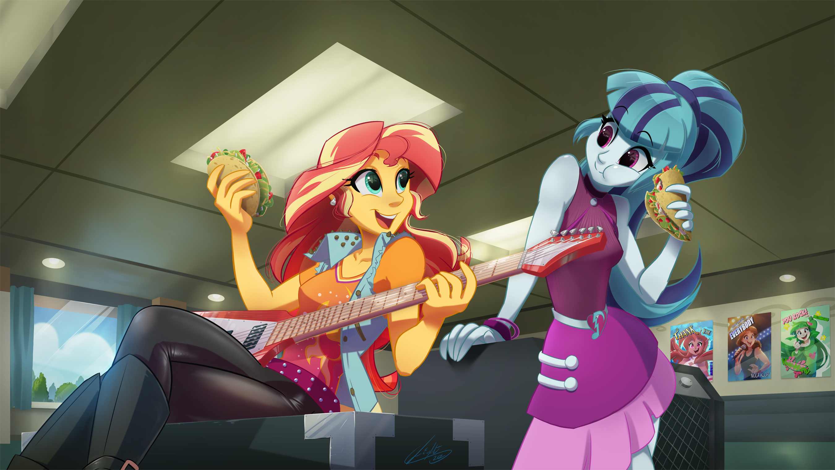 Sunset Shimmer and Sonata Dusk from My Little Pony: Equestria Girls HD Wallpaper