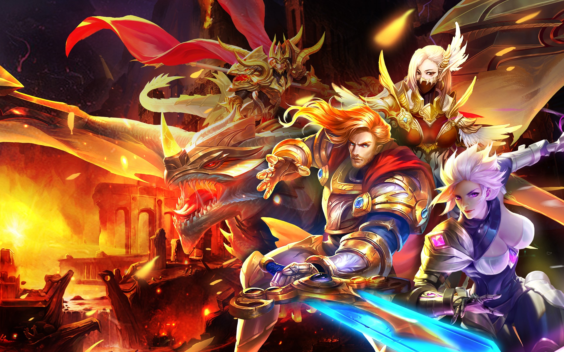 Fantasy Dragon Riders and Warriors HD Wallpaper